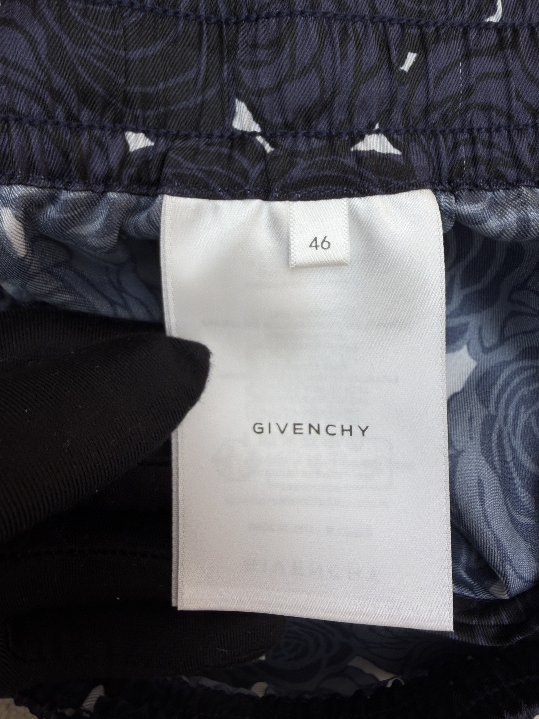 Givenchy 纪梵希 暗夜玫瑰印花松紧腰休闲裤 运动裤 短裤 五分裤 蓝色 B0 BM51MT16DN-499