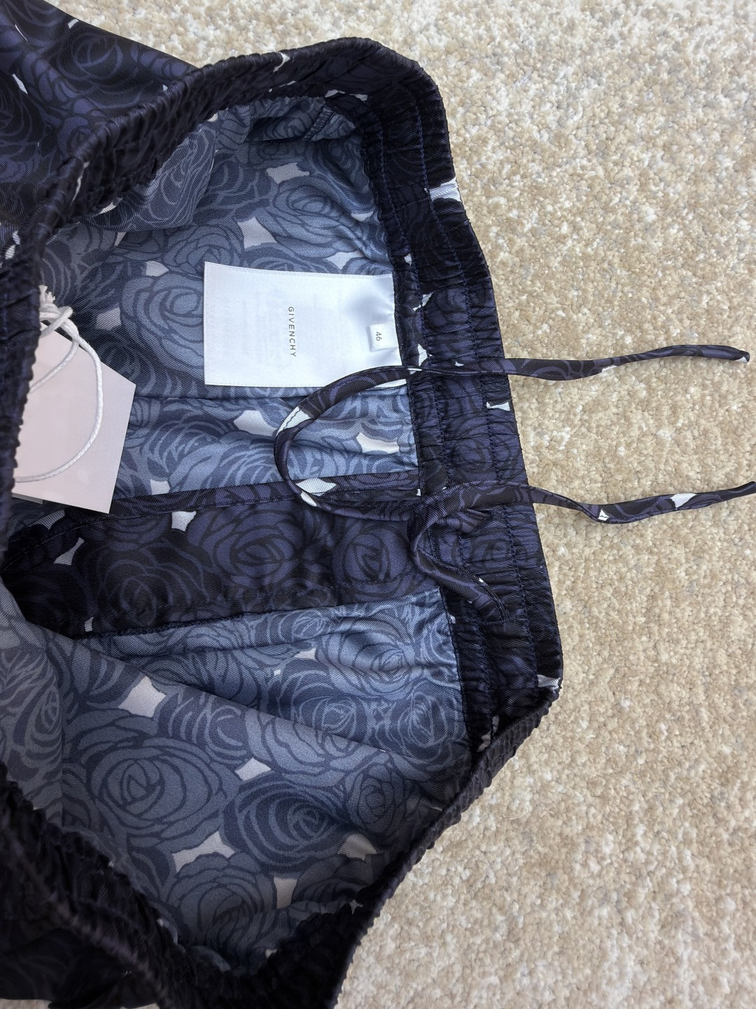 Givenchy 纪梵希 暗夜玫瑰印花松紧腰休闲裤 运动裤 短裤 五分裤 蓝色 B0 BM51MT16DN-499