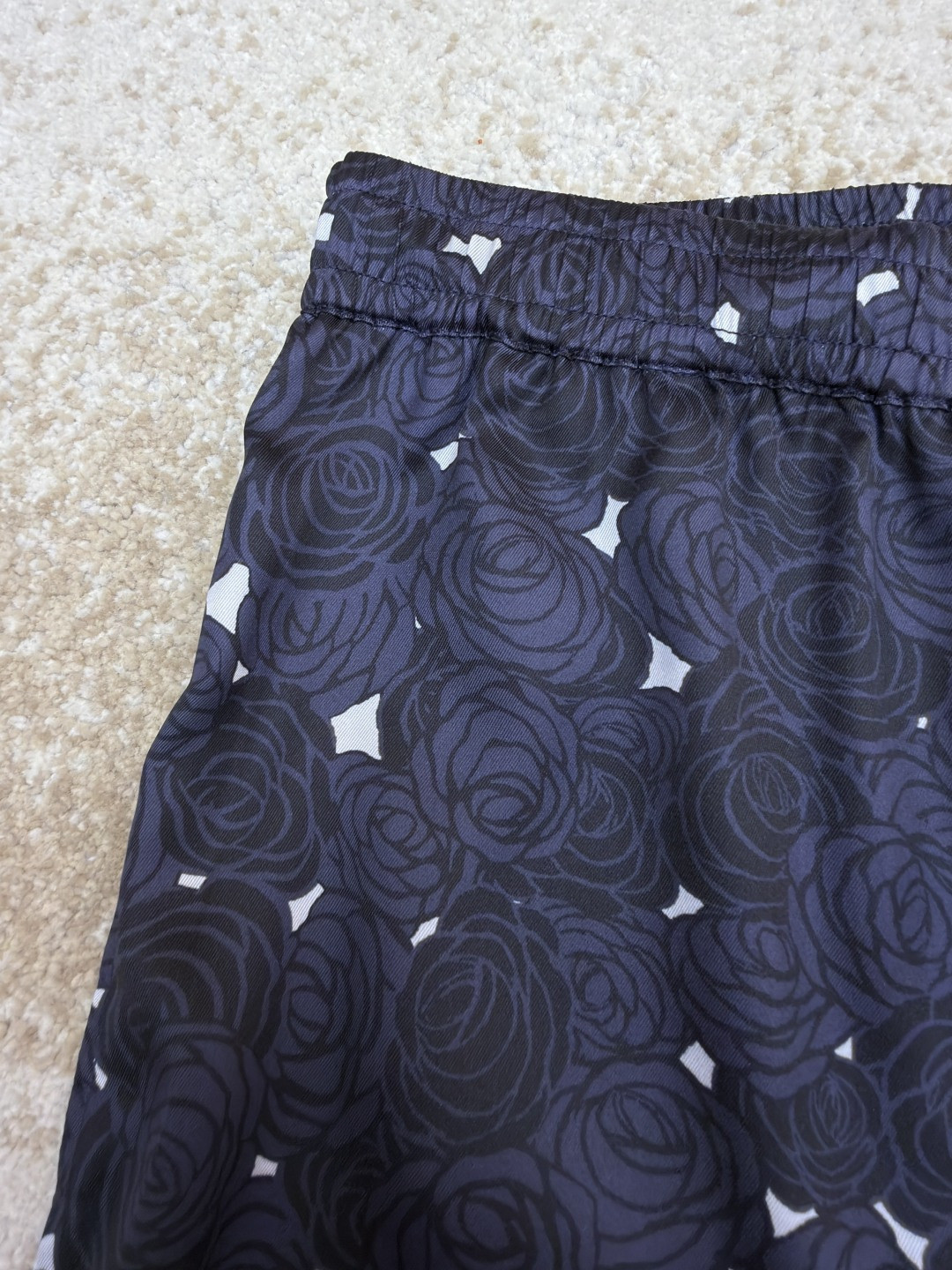 Givenchy 纪梵希 暗夜玫瑰印花松紧腰休闲裤 运动裤 短裤 五分裤 蓝色 B0 BM51MT16DN-499