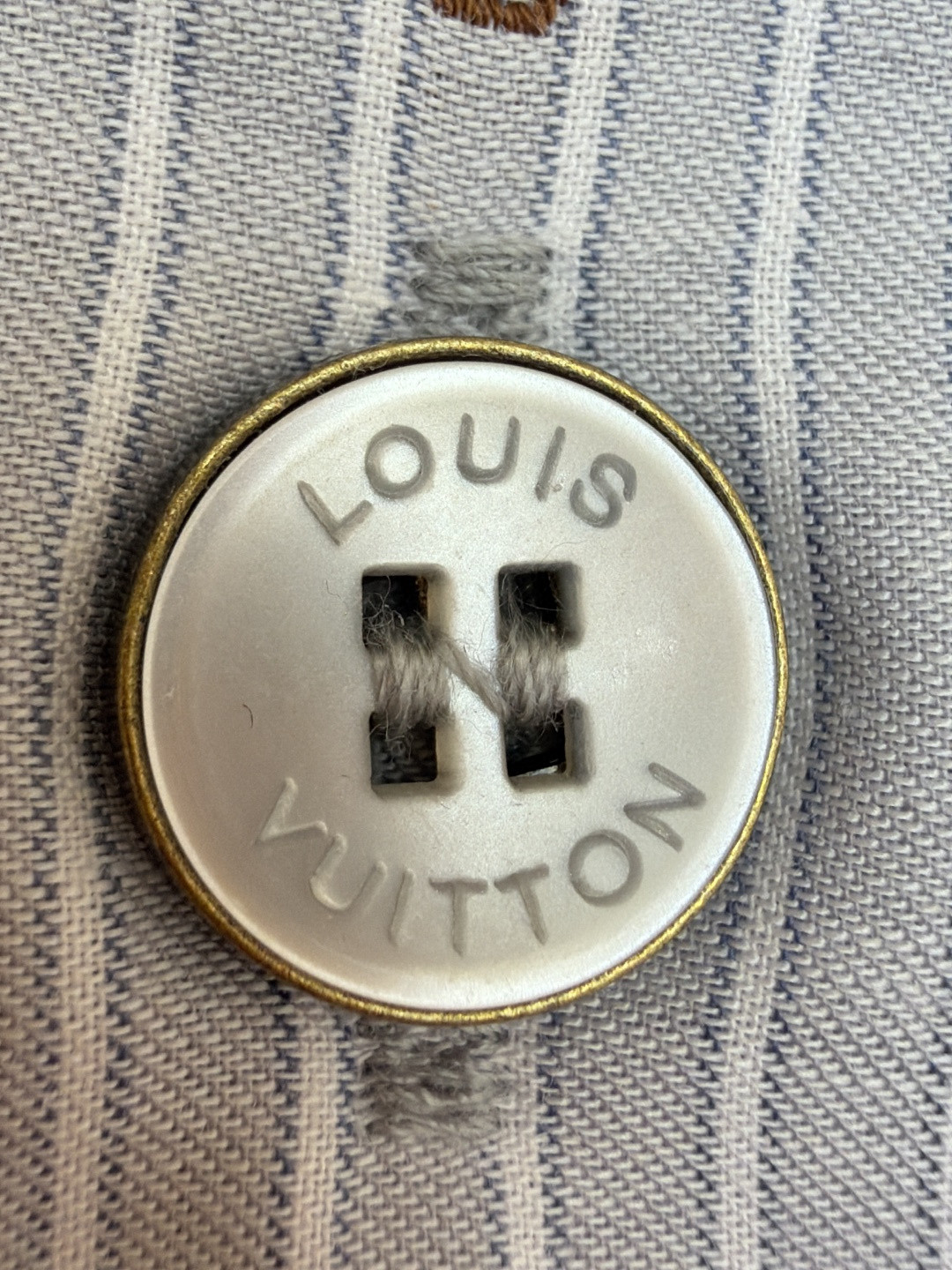 LOUIS VUITTON 路易威登 狐狸刺绣条纹短袖衬衫 蓝色 B0