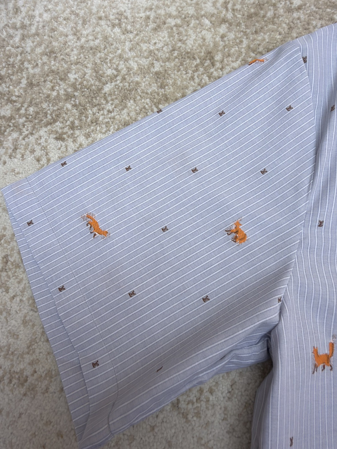 LOUIS VUITTON 路易威登 狐狸刺绣条纹短袖衬衫 蓝色 B0