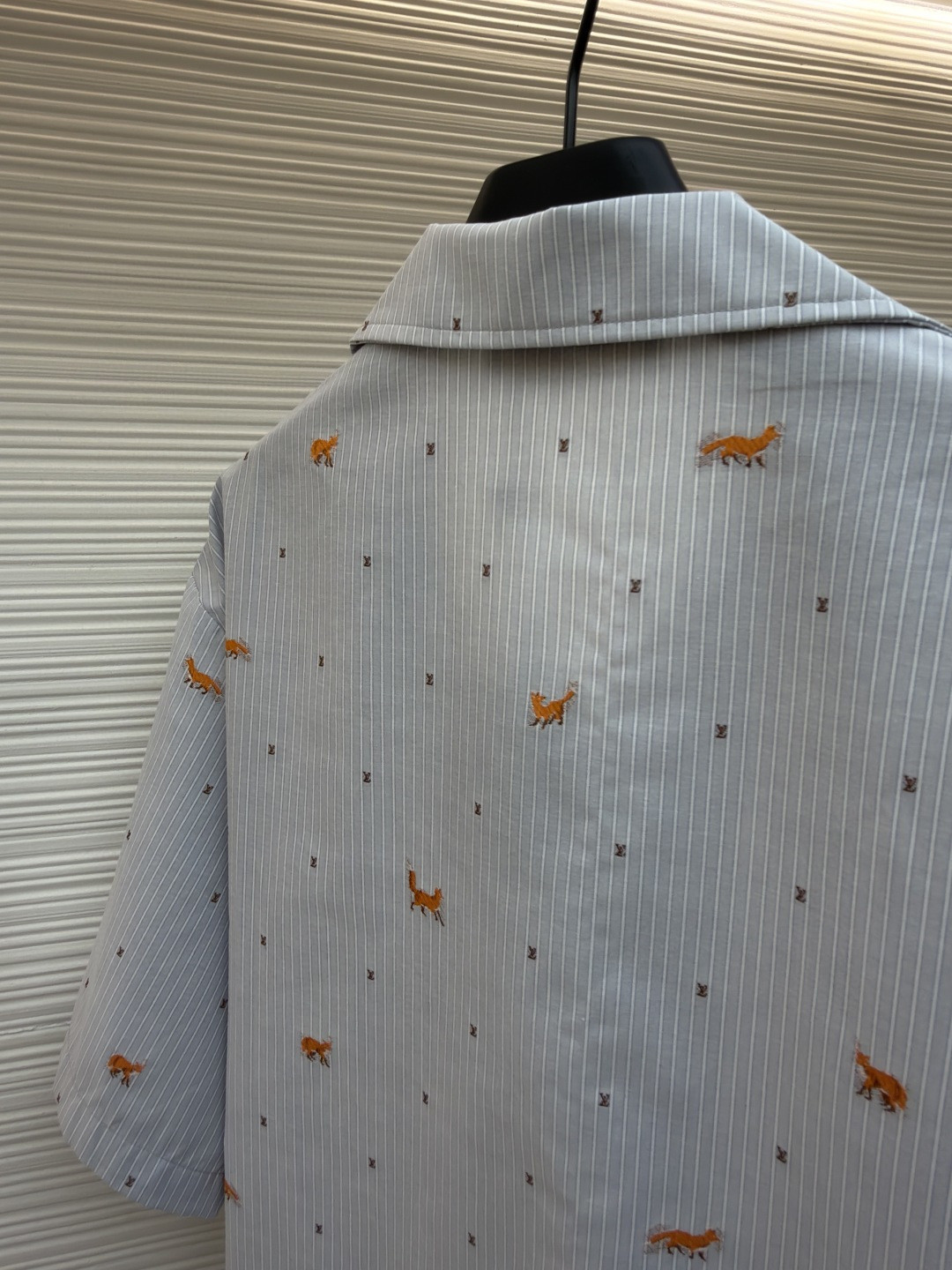 LOUIS VUITTON 路易威登 狐狸刺绣条纹短袖衬衫 蓝色 B0