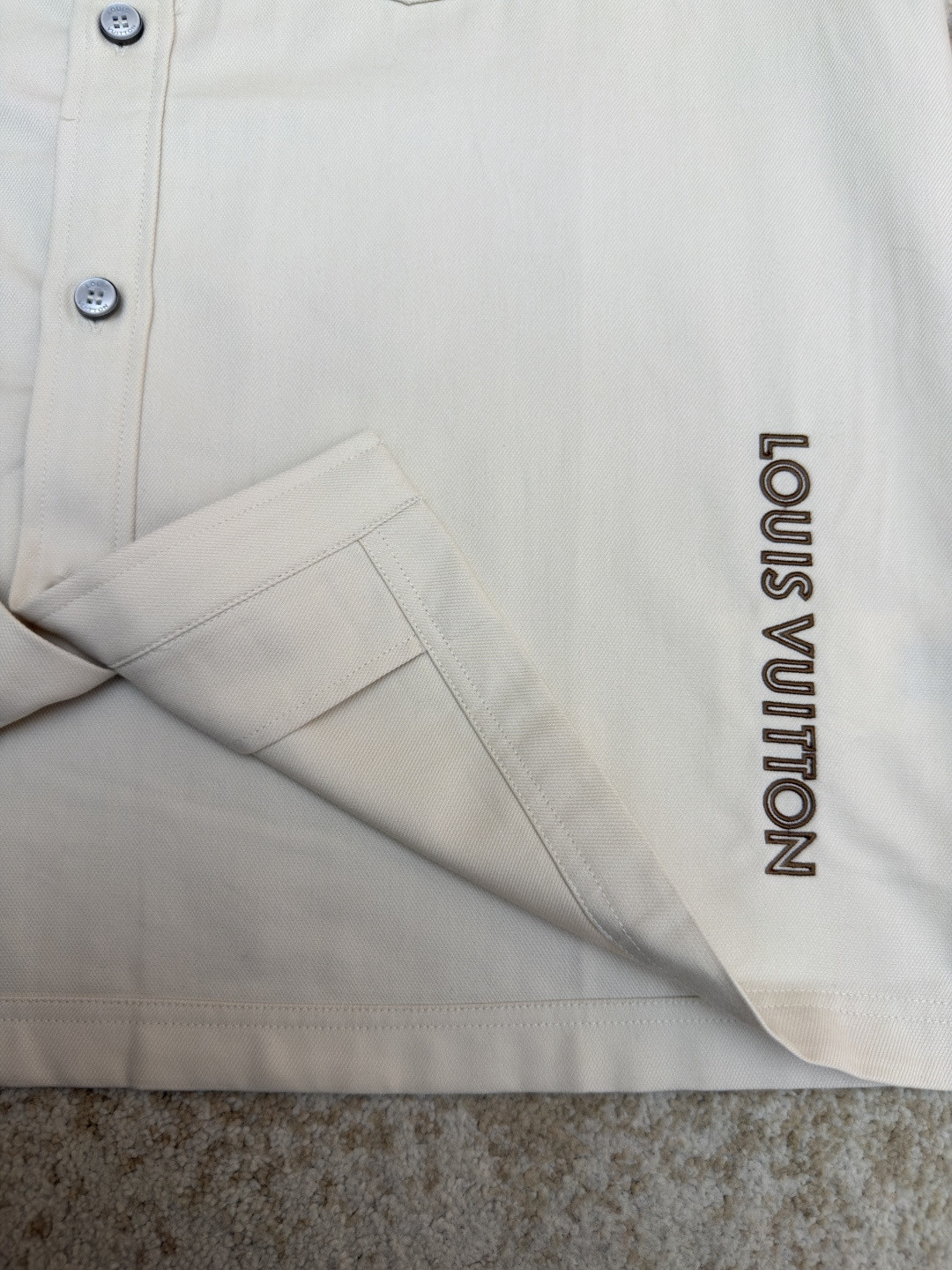 LOUIS VUITTON 路易威登 条纹撞色短袖衬衫 白色 B0 1AJRF1