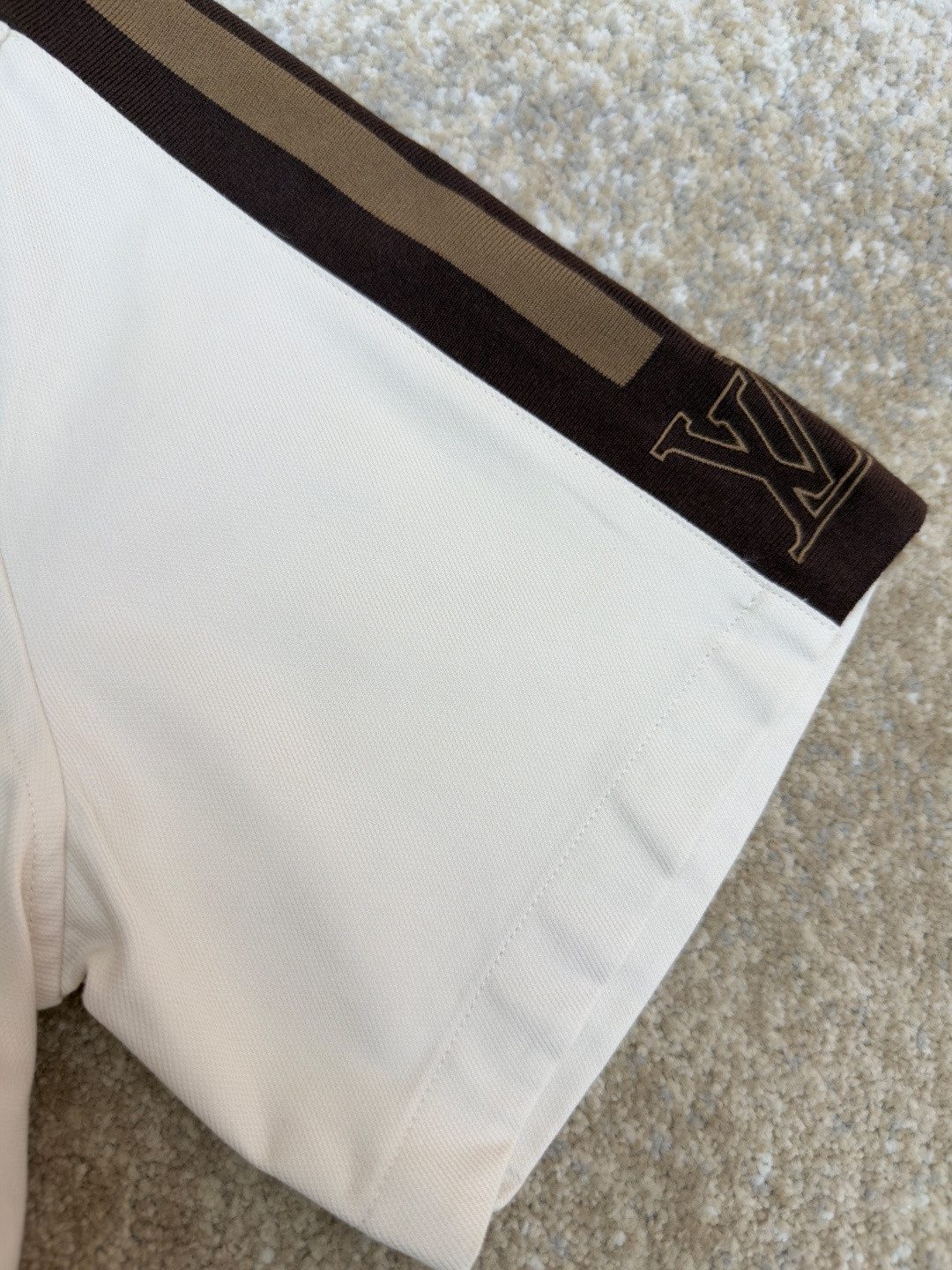 LOUIS VUITTON 路易威登 条纹撞色短袖衬衫 白色 B0 1AJRF1