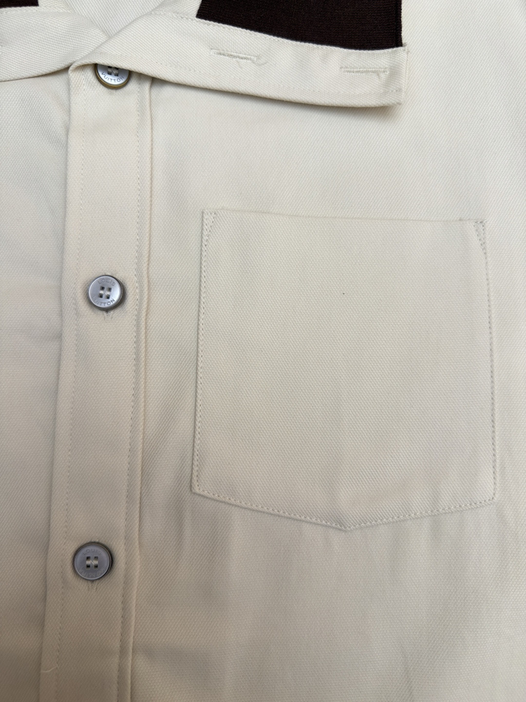 LOUIS VUITTON 路易威登 条纹撞色短袖衬衫 白色 B0 1AJRF1