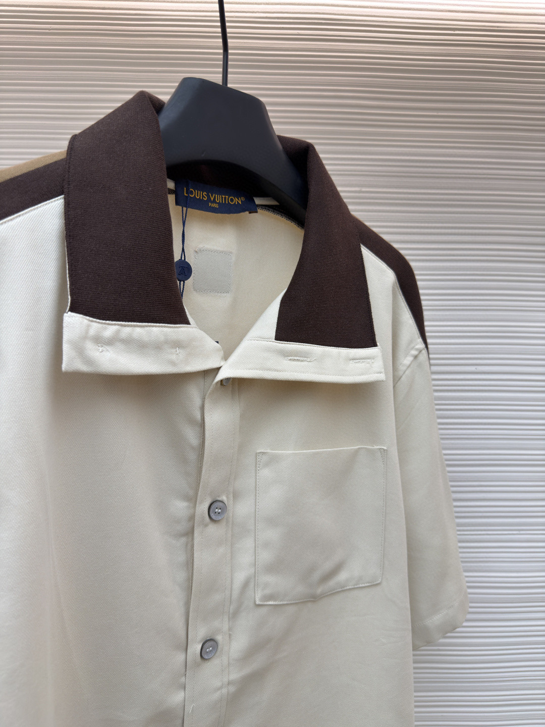 LOUIS VUITTON 路易威登 条纹撞色短袖衬衫 白色 B0 1AJRF1