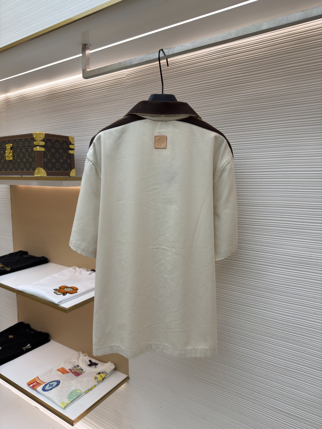 LOUIS VUITTON 路易威登 条纹撞色短袖衬衫 白色 B0 1AJRF1