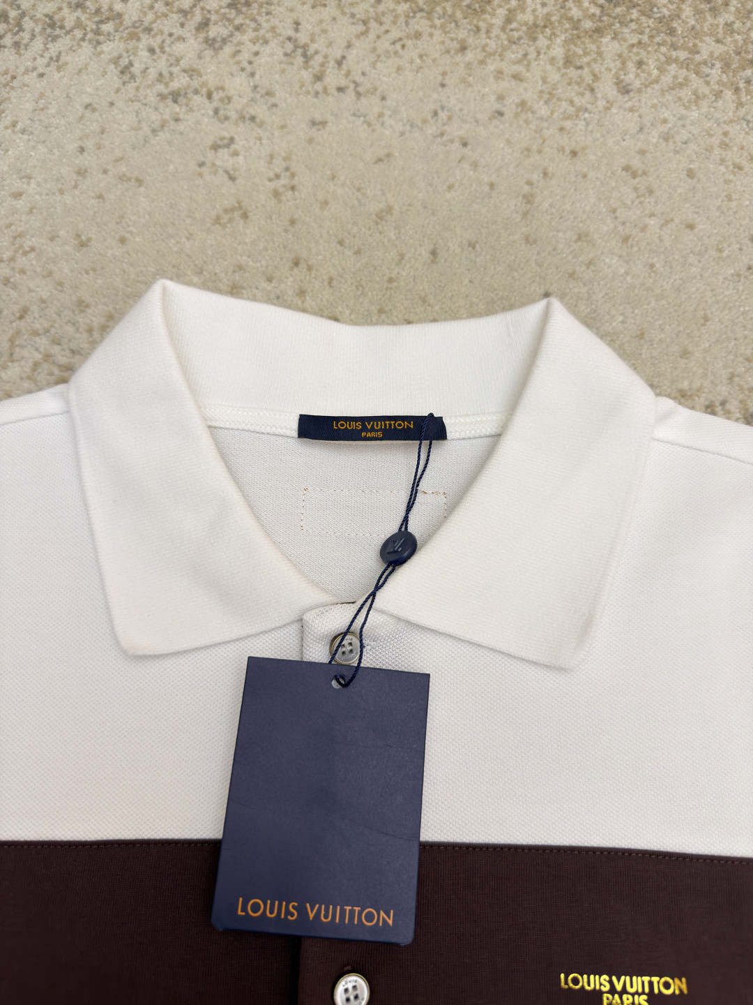 LOUIS VUITTON 路易威登 条纹纽扣Polo衫 短袖 T恤 白色 蓝色 A2 HUY79WX1662U