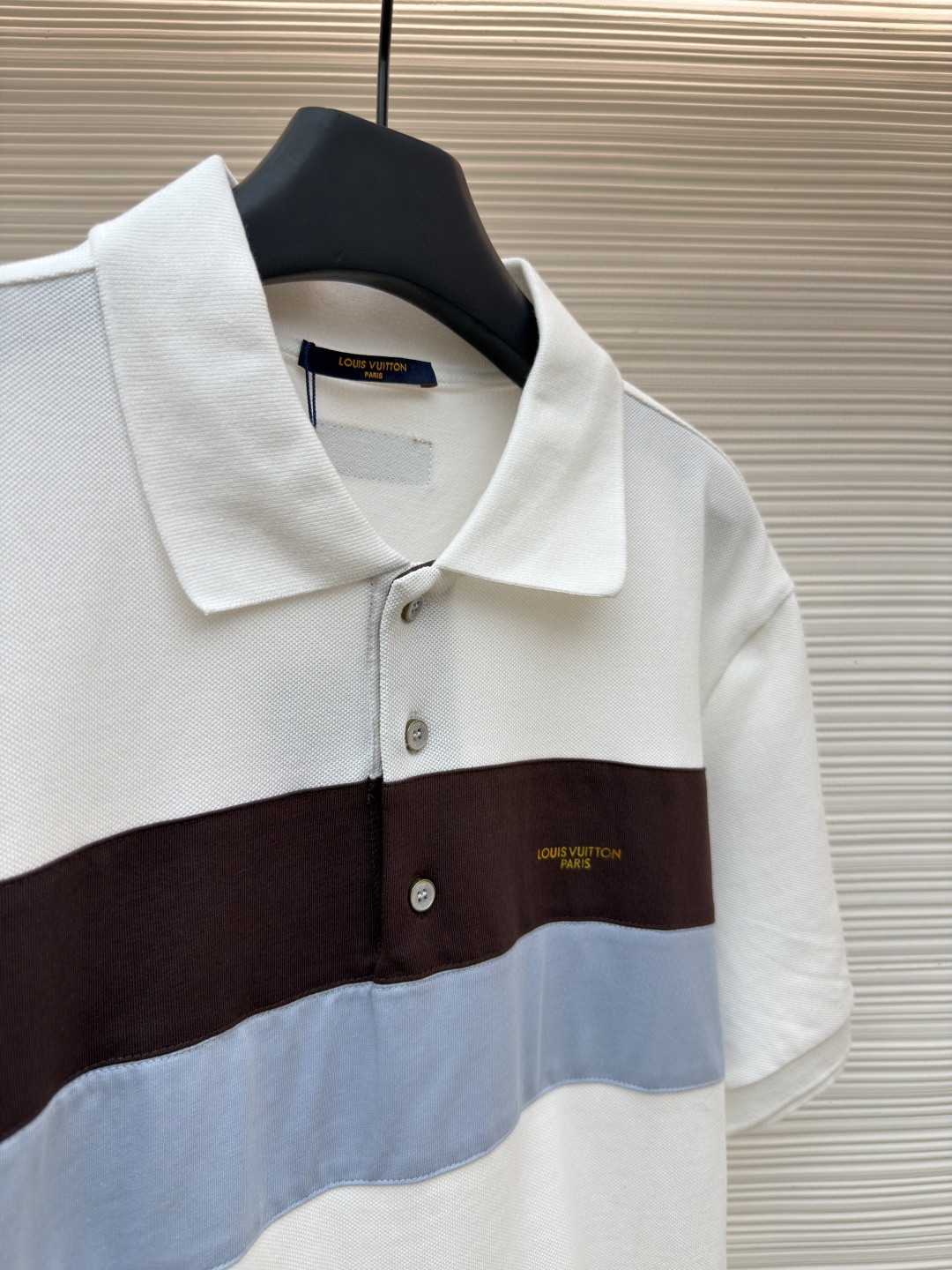 LOUIS VUITTON 路易威登 条纹纽扣Polo衫 短袖 T恤 白色 蓝色 A2 HUY79WX1662U