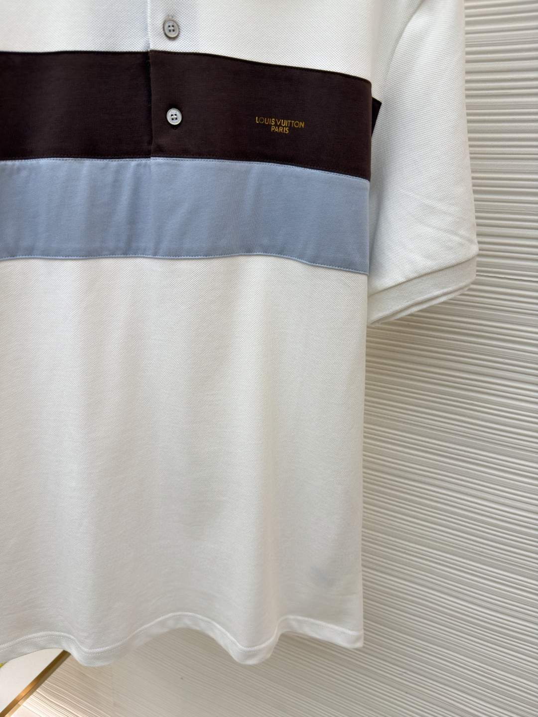 LOUIS VUITTON 路易威登 条纹纽扣Polo衫 短袖 T恤 白色 蓝色 A2 HUY79WX1662U