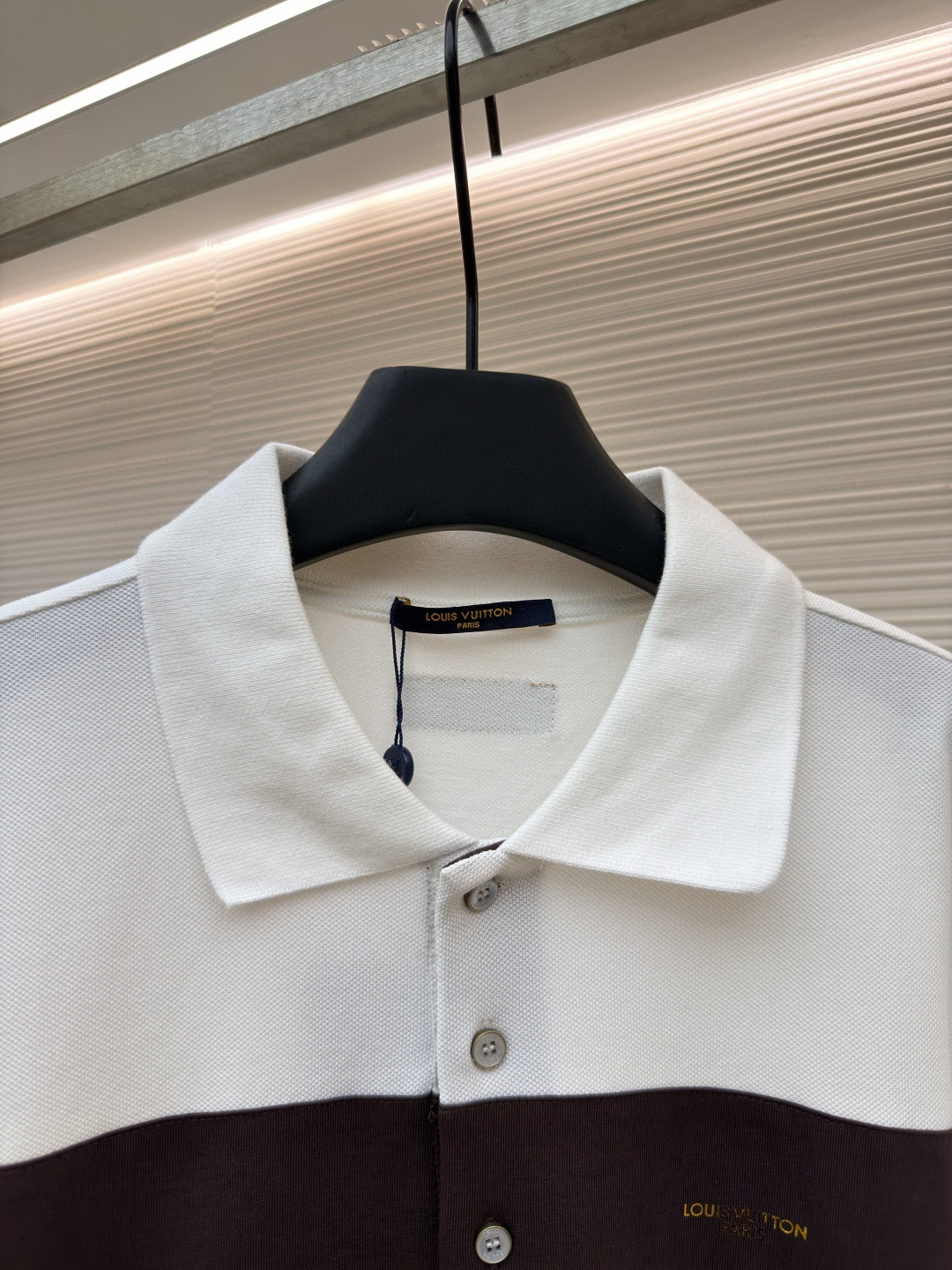 LOUIS VUITTON 路易威登 条纹纽扣Polo衫 短袖 T恤 白色 蓝色 A2 HUY79WX1662U