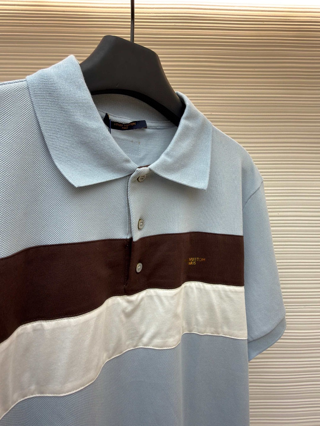 LOUIS VUITTON 路易威登 条纹纽扣Polo衫 短袖 T恤 白色 蓝色 A2 HUY79WX1662U
