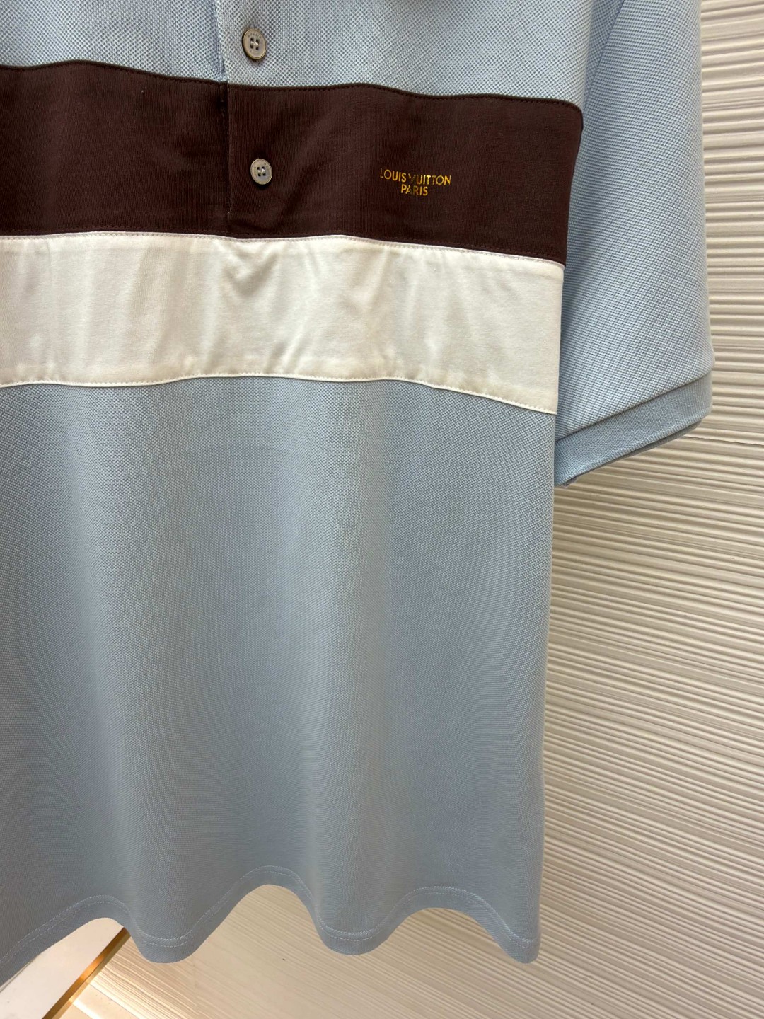 LOUIS VUITTON 路易威登 条纹纽扣Polo衫 短袖 T恤 白色 蓝色 A2 HUY79WX1662U