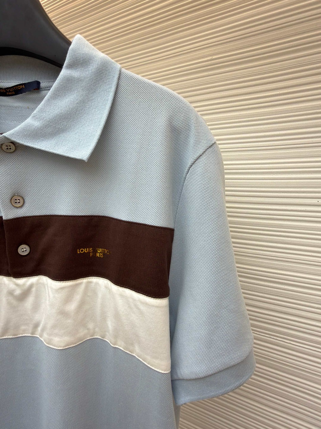 LOUIS VUITTON 路易威登 条纹纽扣Polo衫 短袖 T恤 白色 蓝色 A2 HUY79WX1662U