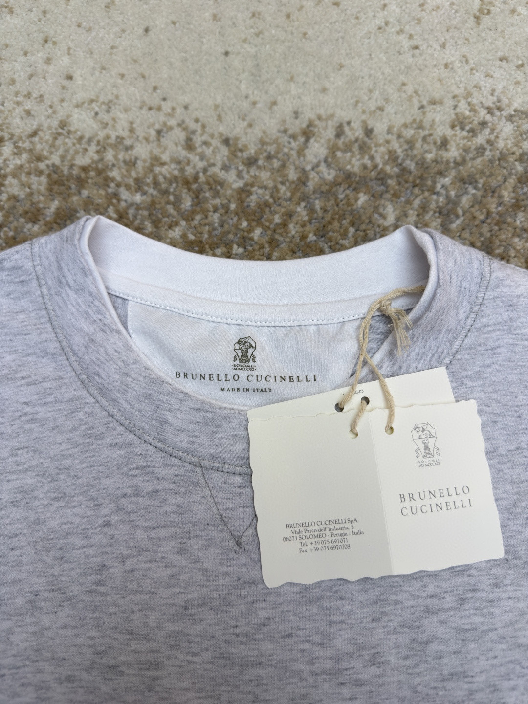 Brunello Cucinelli BC 刺绣饰章叠层圆领短袖 T恤 蓝色 灰色 A0 M0B137451G-CD325