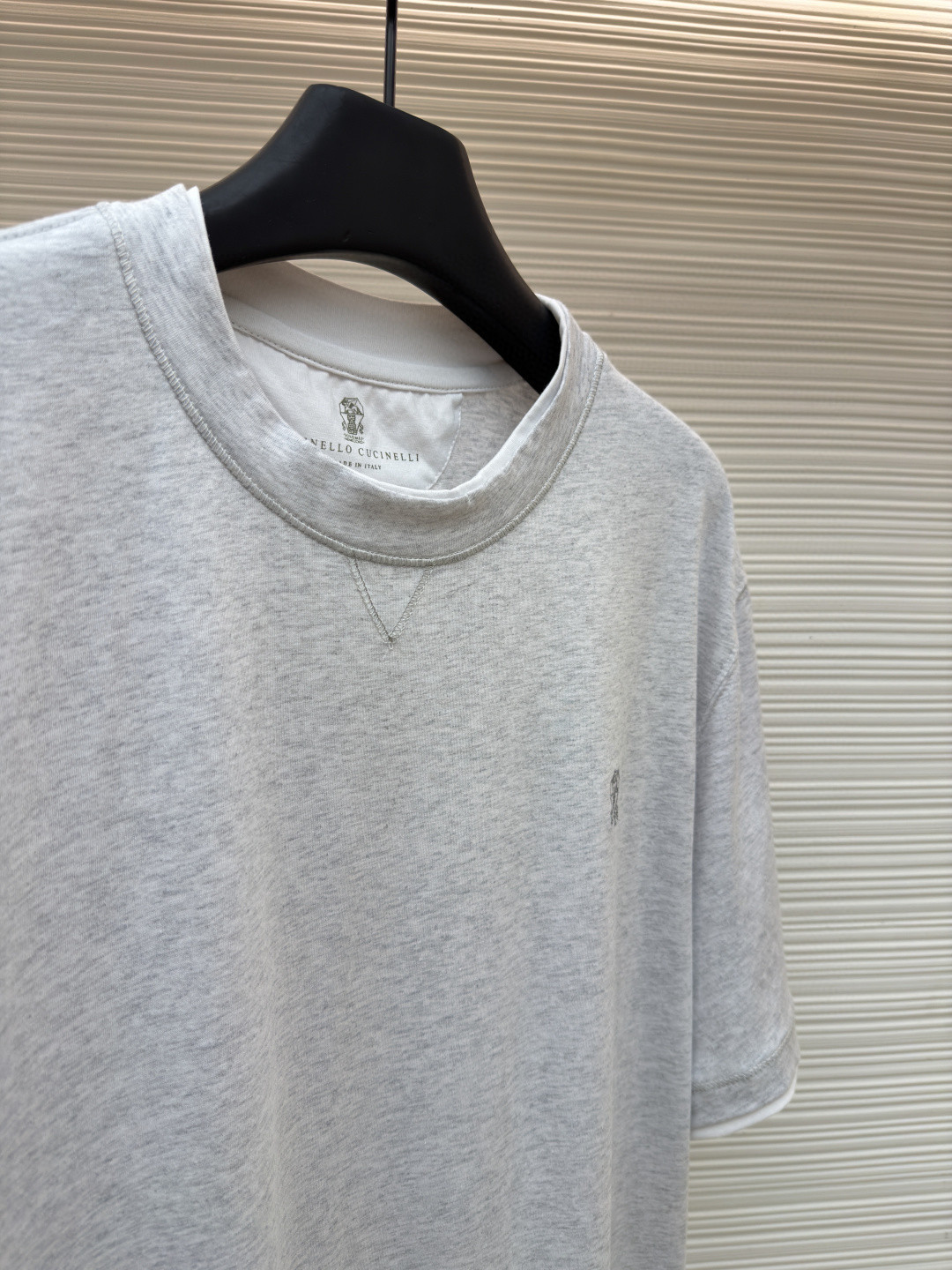 Brunello Cucinelli BC 刺绣饰章叠层圆领短袖 T恤 蓝色 灰色 A0 M0B137451G-CD325