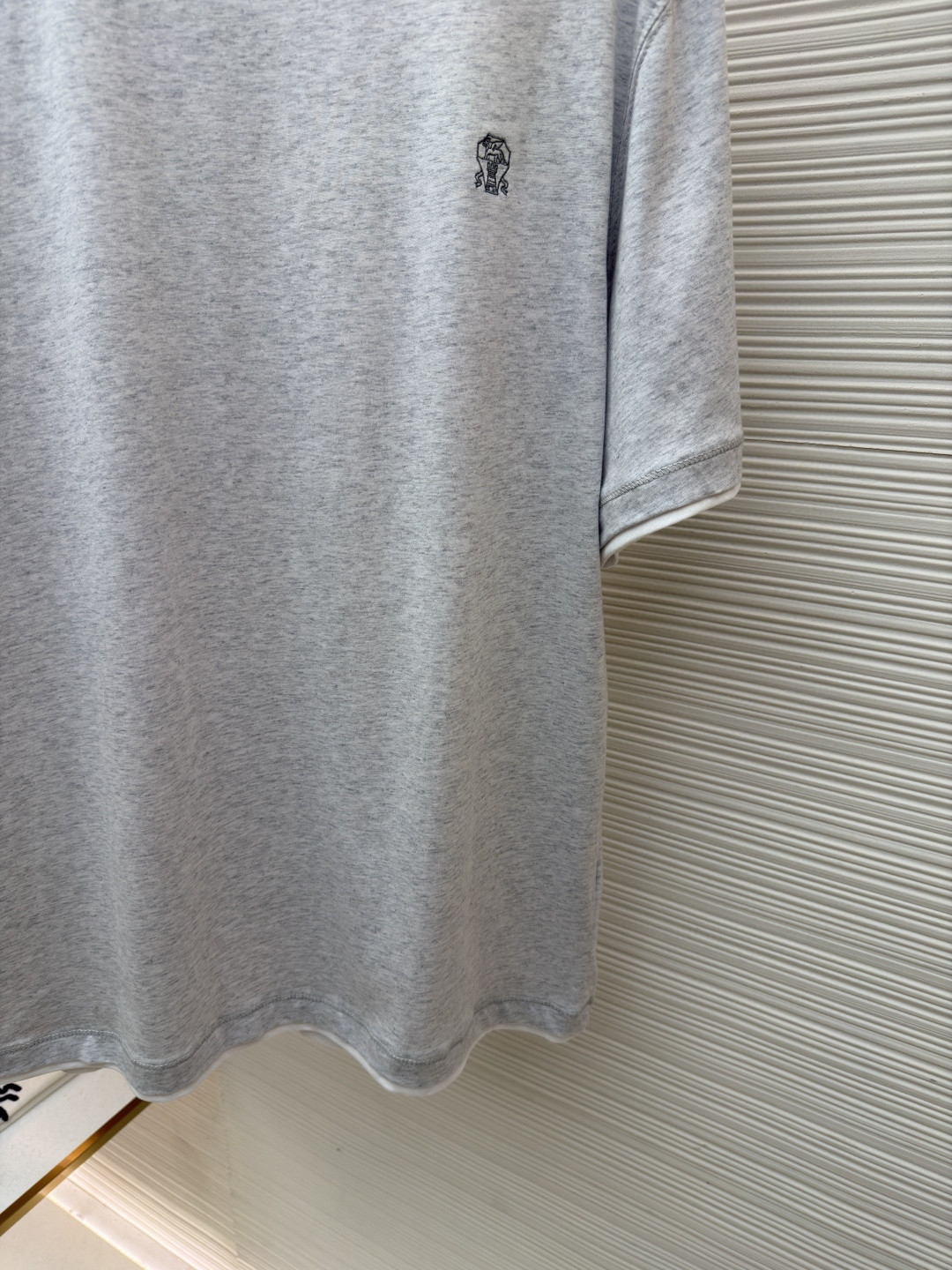 Brunello Cucinelli BC 刺绣饰章叠层圆领短袖 T恤 蓝色 灰色 A0 M0B137451G-CD325