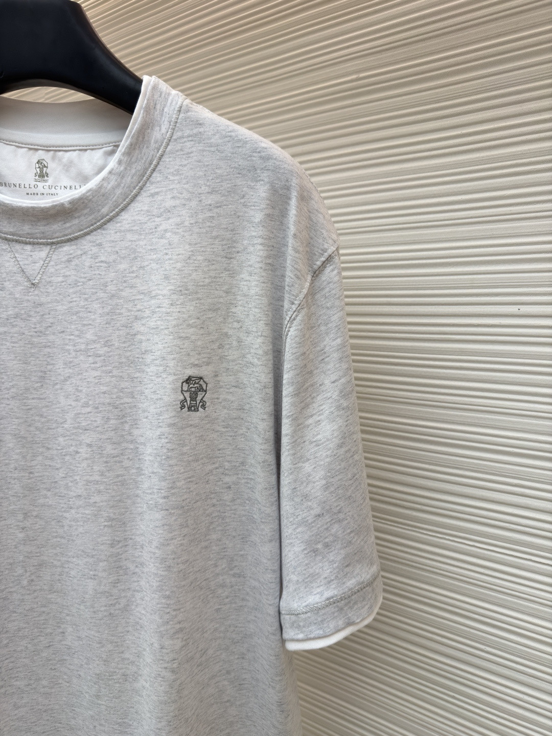 Brunello Cucinelli BC 刺绣饰章叠层圆领短袖 T恤 蓝色 灰色 A0 M0B137451G-CD325
