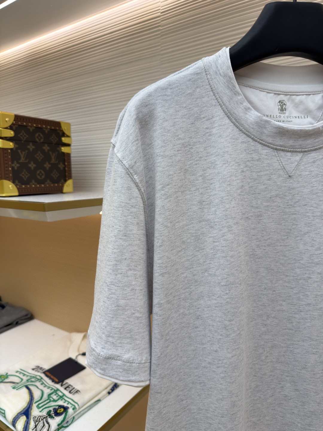 Brunello Cucinelli BC 刺绣饰章叠层圆领短袖 T恤 蓝色 灰色 A0 M0B137451G-CD325