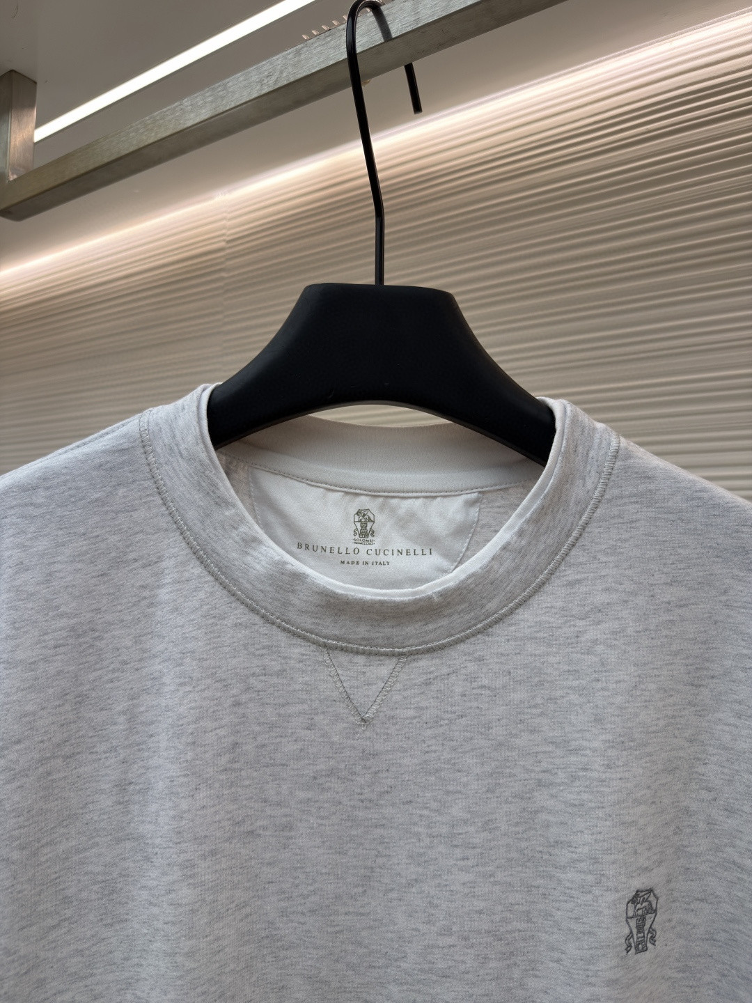 Brunello Cucinelli BC 刺绣饰章叠层圆领短袖 T恤 蓝色 灰色 A0 M0B137451G-CD325