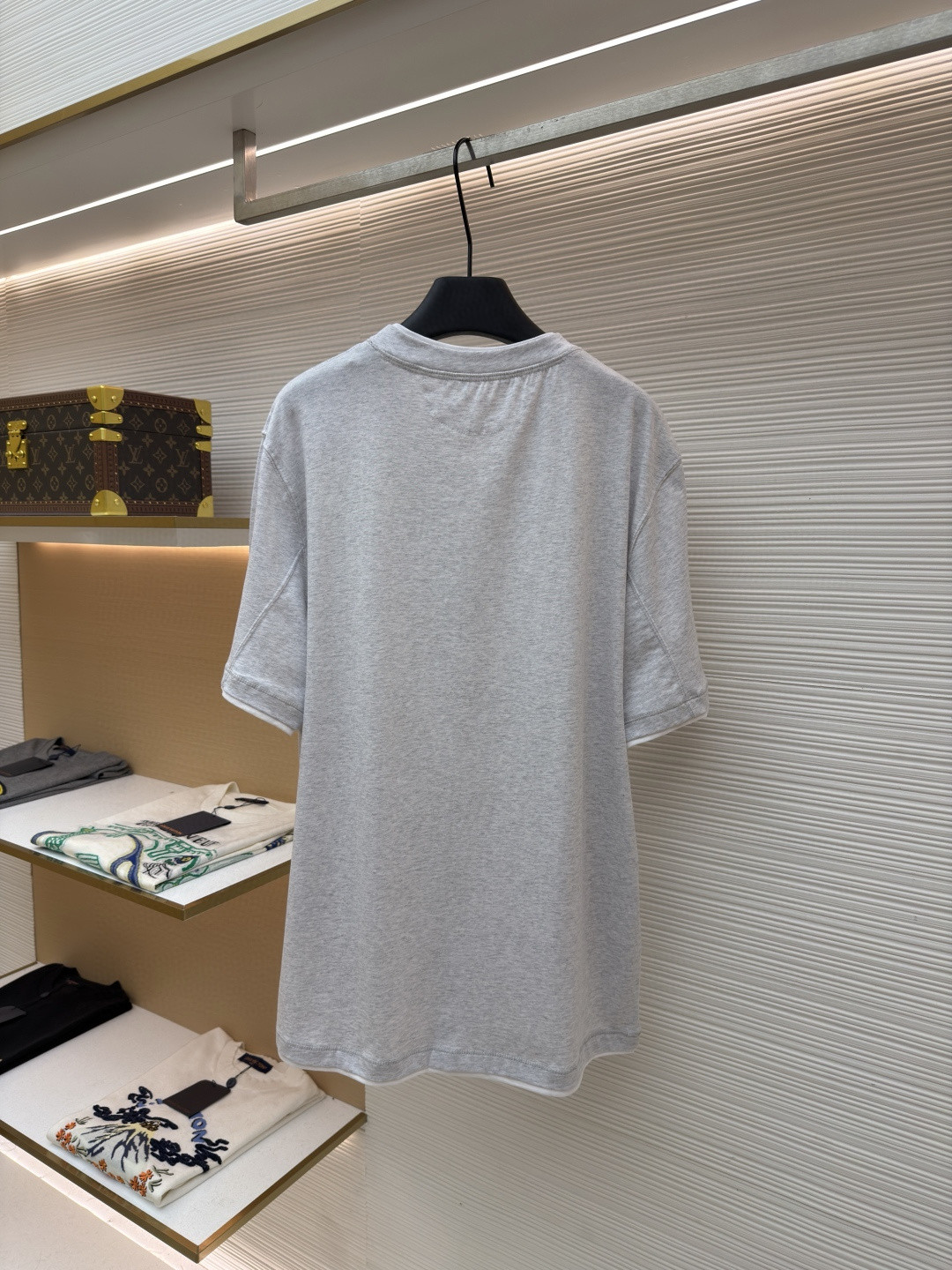 Brunello Cucinelli BC 刺绣饰章叠层圆领短袖 T恤 蓝色 灰色 A0 M0B137451G-CD325