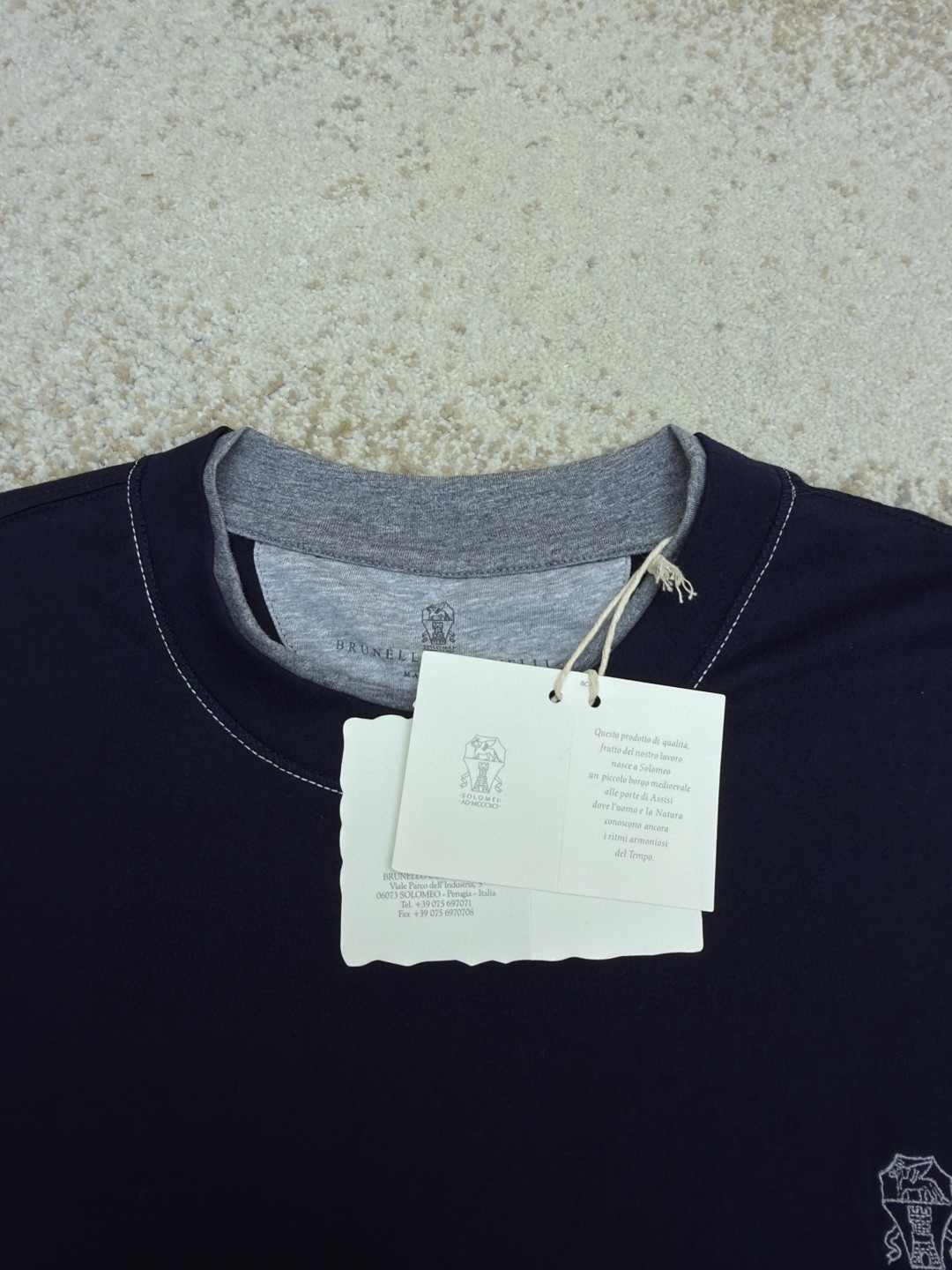 Brunello Cucinelli BC 刺绣饰章叠层圆领短袖 T恤 蓝色 灰色 A0 M0B137451G-CD325