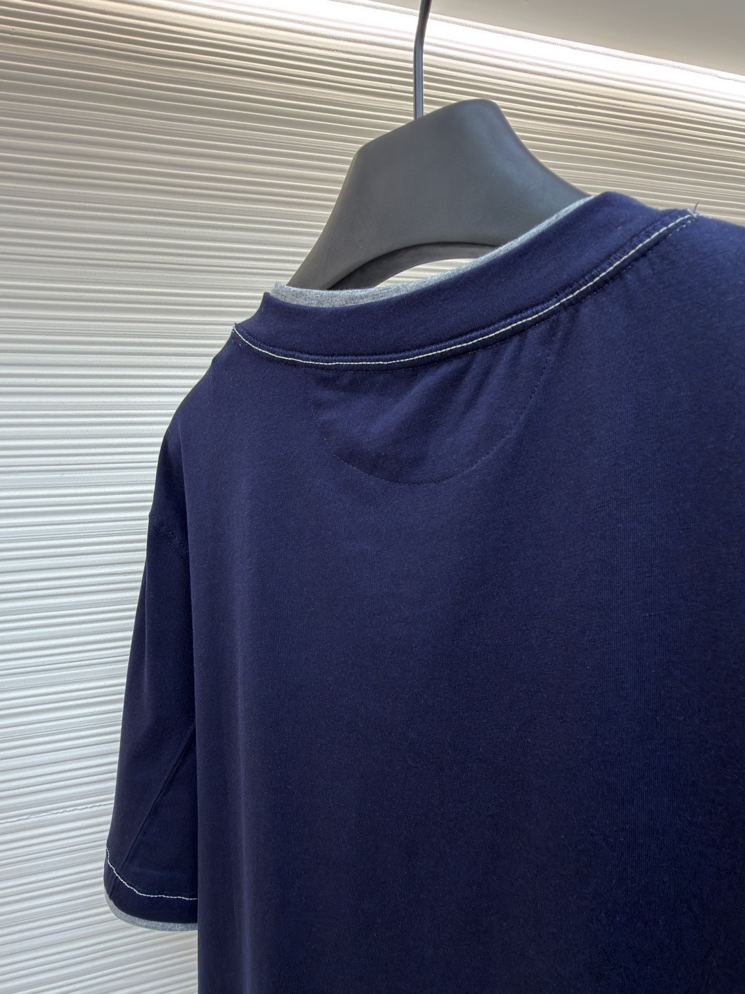 Brunello Cucinelli BC 刺绣饰章叠层圆领短袖 T恤 蓝色 灰色 A0 M0B137451G-CD325