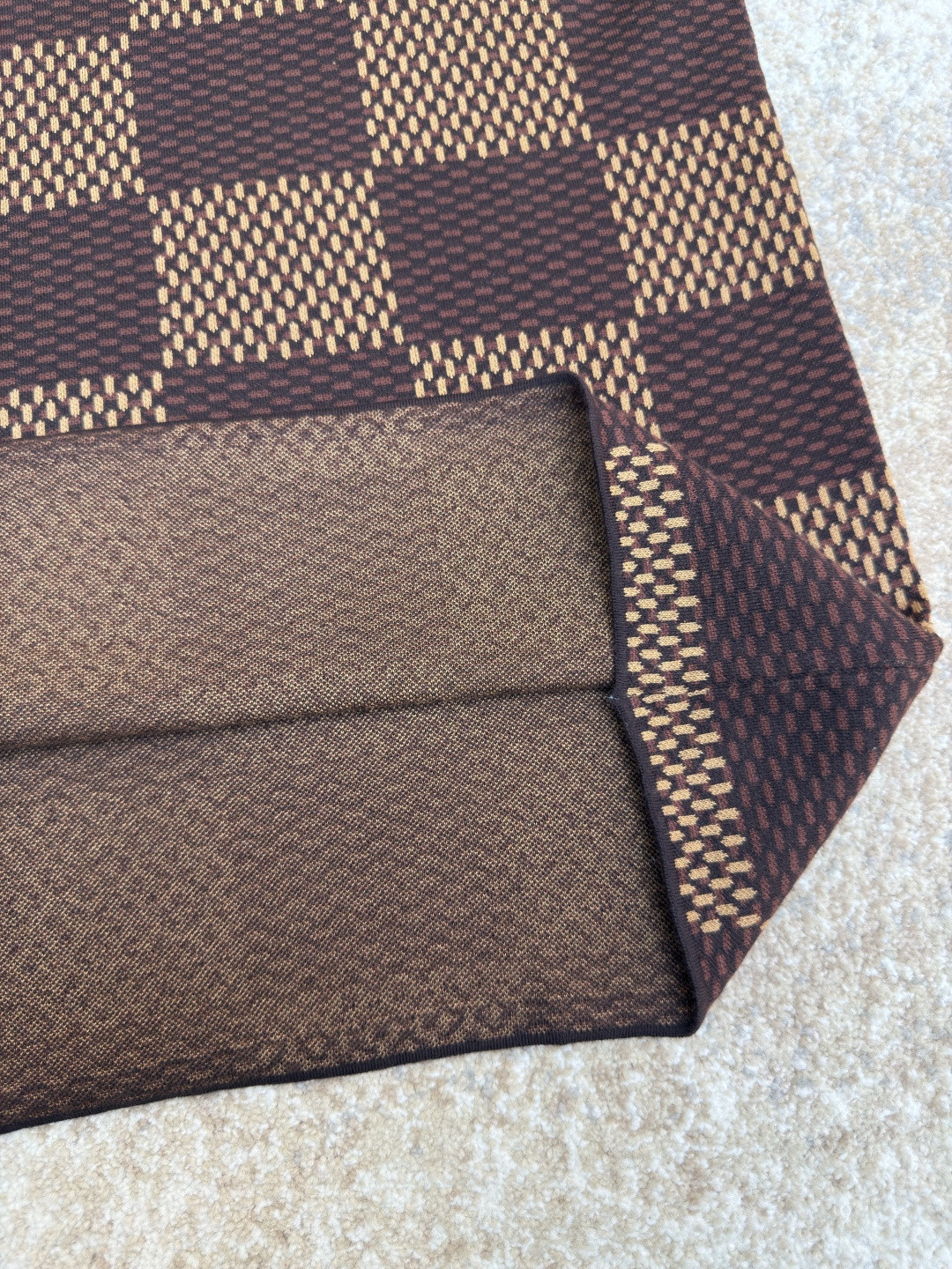 LOUIS VUITTON 路易威登 棋盘格 格纹钉珠针织衫短袖 T恤 棕色 蓝色 B0 1AFIUP