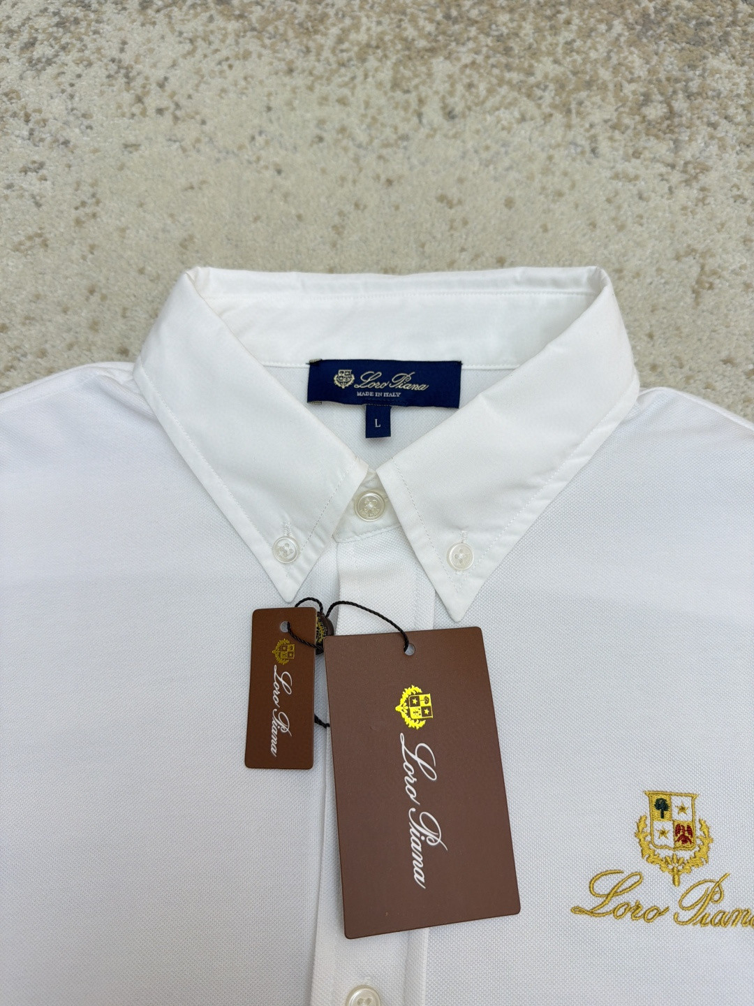 Loro Piana LP 标识刺绣翻领衬衫 外套 长袖 白色 B0 FAP8883-105N