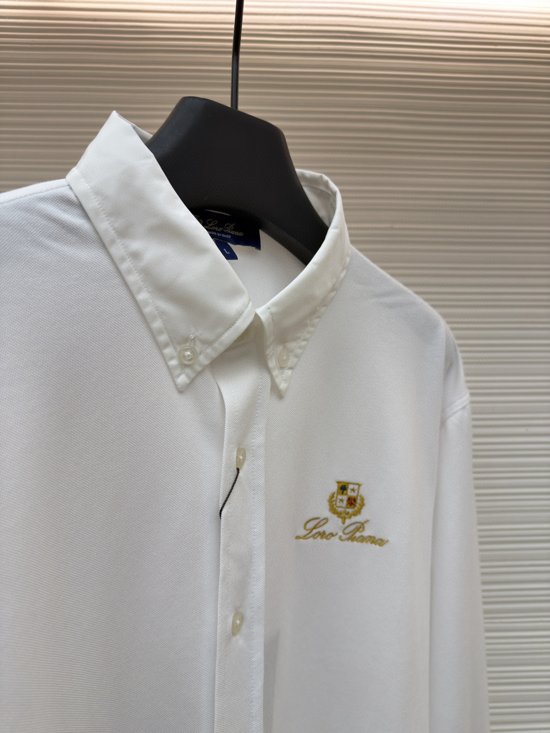 Loro Piana LP 标识刺绣翻领衬衫 外套 长袖 白色 B0 FAP8883-105N