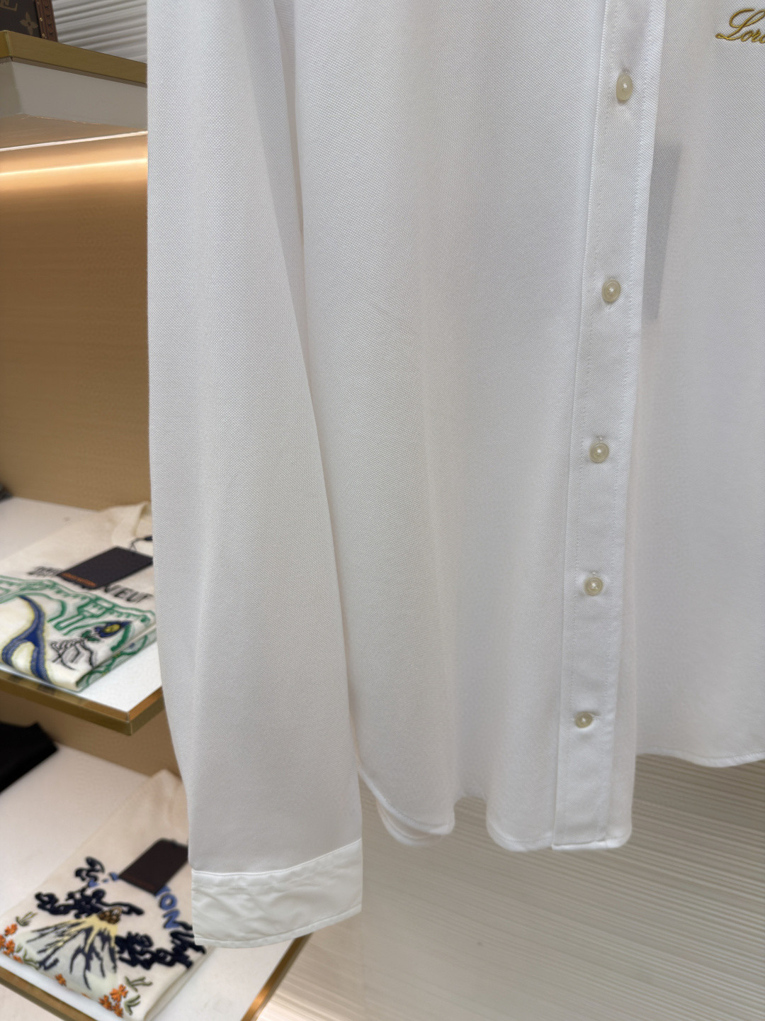 Loro Piana LP 标识刺绣翻领衬衫 外套 长袖 白色 B0 FAP8883-105N