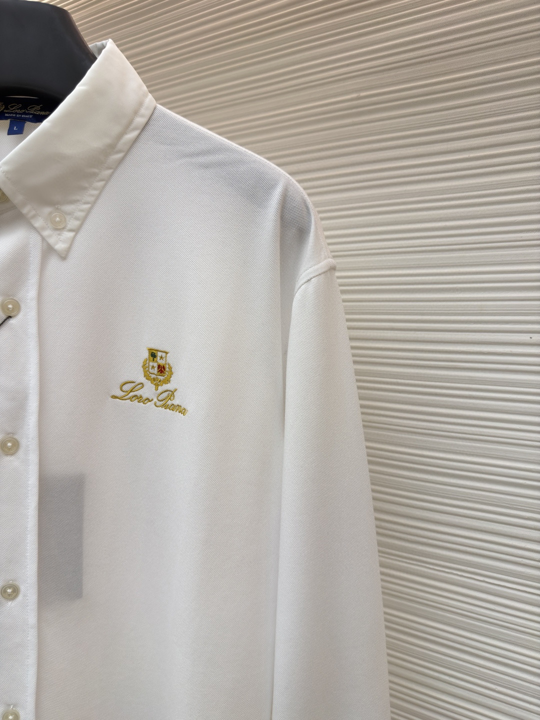 Loro Piana LP 标识刺绣翻领衬衫 外套 长袖 白色 B0 FAP8883-105N