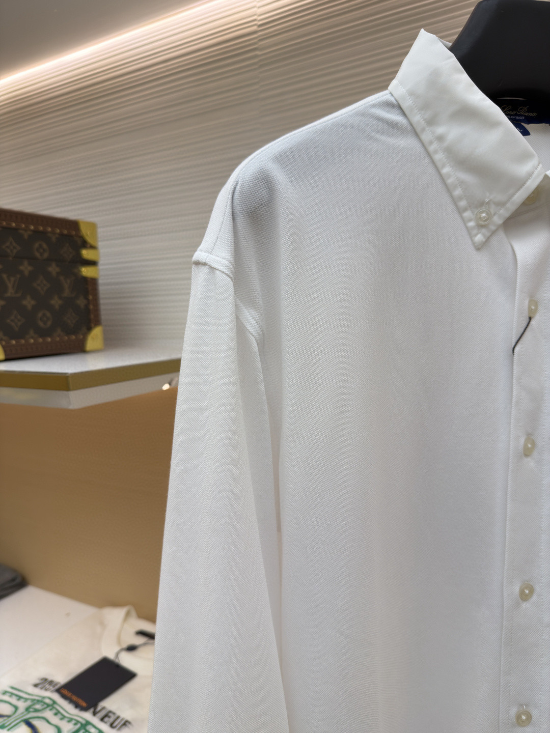 Loro Piana LP 标识刺绣翻领衬衫 外套 长袖 白色 B0 FAP8883-105N