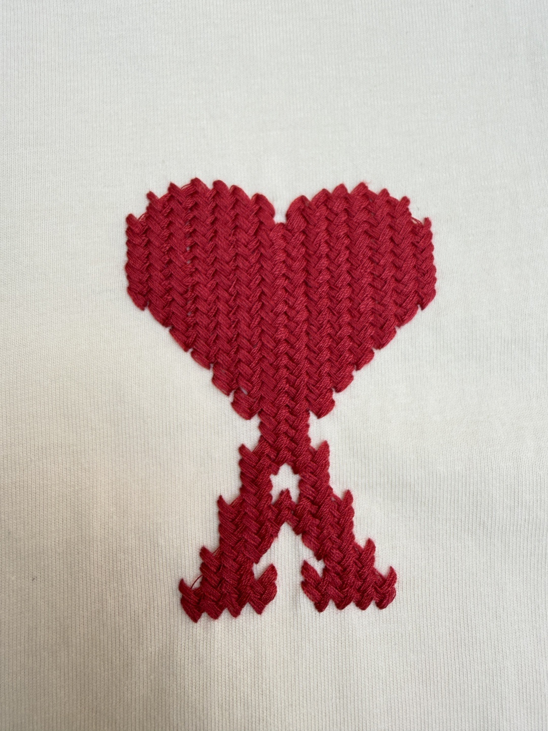 AMIPARIS Ami 爱心刺绣圆领短袖 T恤 夏季 杏色 卡其黄 A0 