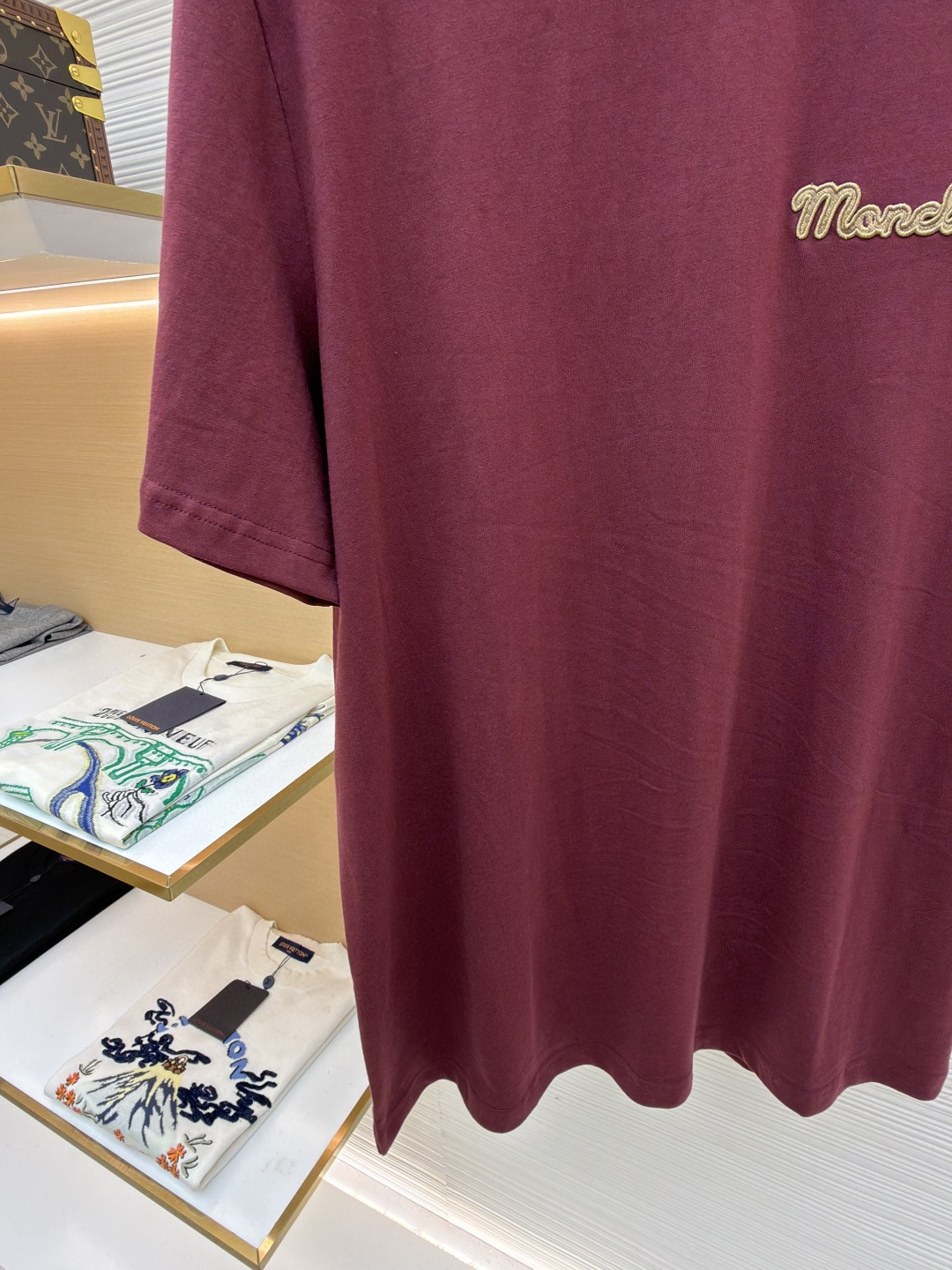 Moncler 蒙口 针织领口标识圆领短袖 T恤 夏季 白色 藏蓝色 红色 A0 K20918C0002289AJS034