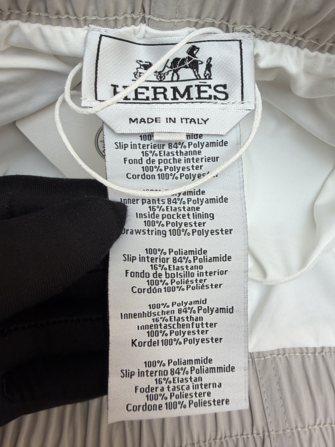 HERMES 爱马仕 遇水显化抽绳速干短裤 休闲裤 裤子 黑色 灰色 藏蓝色 A5