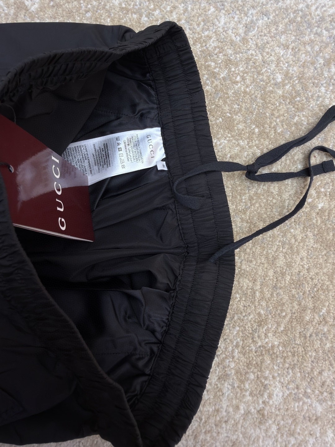 GUGGI 古驰 标识撞色松紧腰短裤 休闲裤 裤子 五分裤 黑色 A5 824267-ZAQ4X-1000