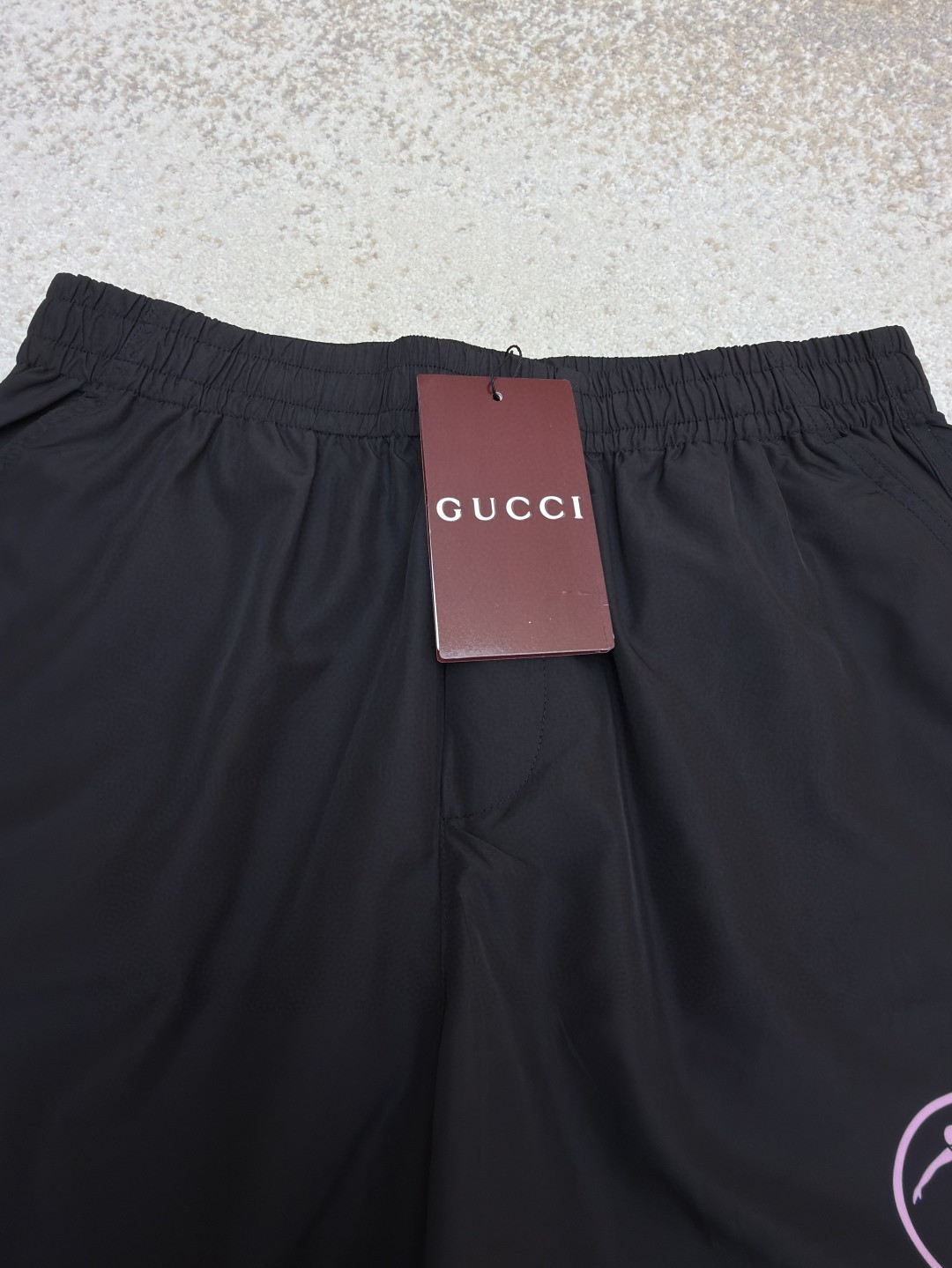 GUGGI 古驰 标识撞色松紧腰短裤 休闲裤 裤子 五分裤 黑色 A5 824267-ZAQ4X-1000