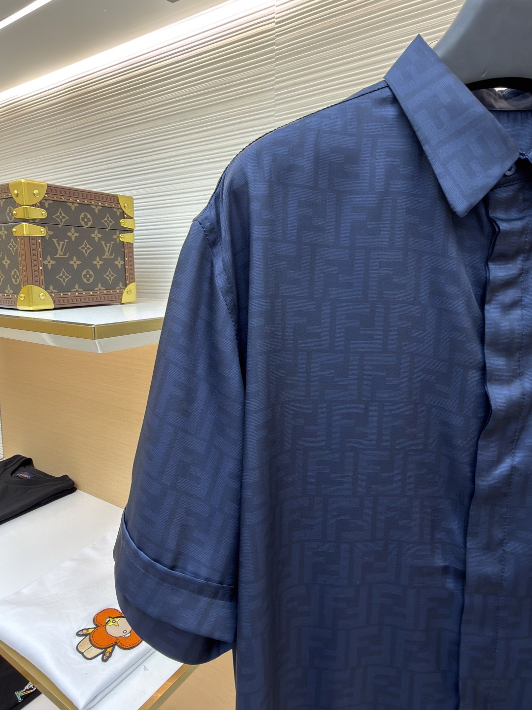 FENDI 芬迪 全幅FF衬衫 短袖 外套 夏季 蓝色 B0 FS0795AKEEF0H5A