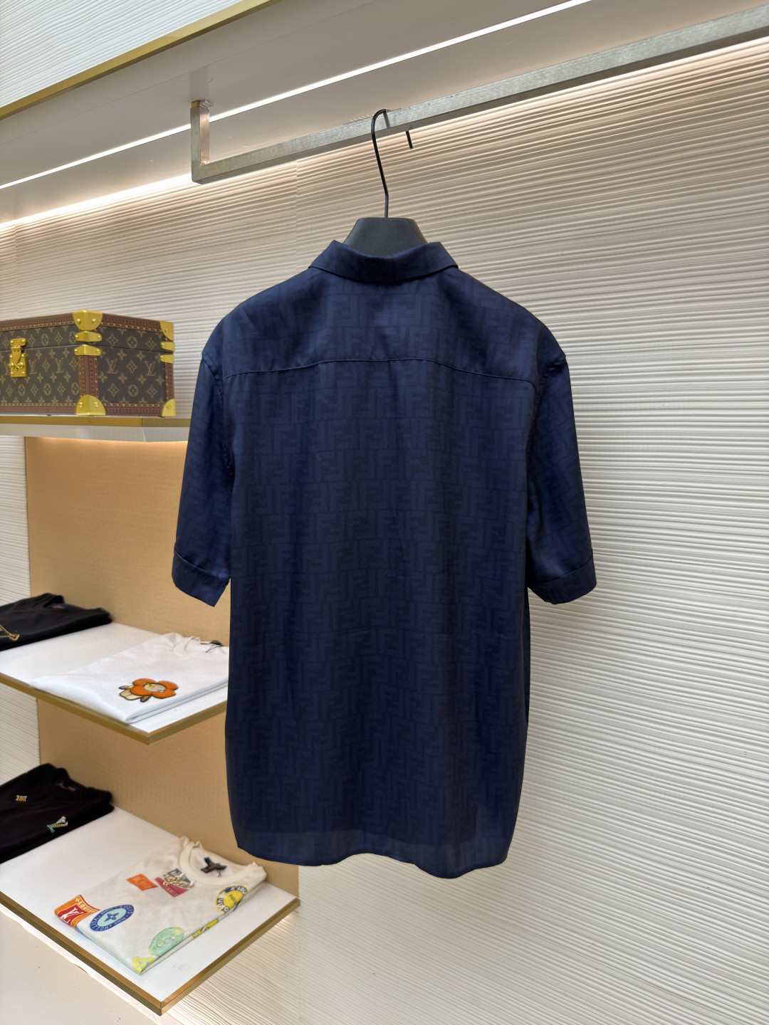 FENDI 芬迪 全幅FF衬衫 短袖 外套 夏季 蓝色 B0 FS0795AKEEF0H5A