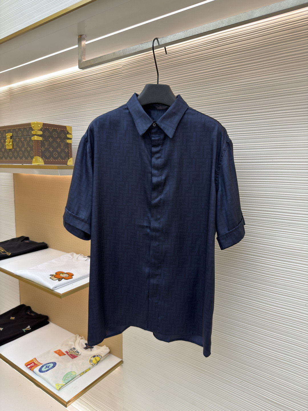 FENDI 芬迪 全幅FF衬衫 短袖 外套 夏季 蓝色 B0 FS0795AKEEF0H5A