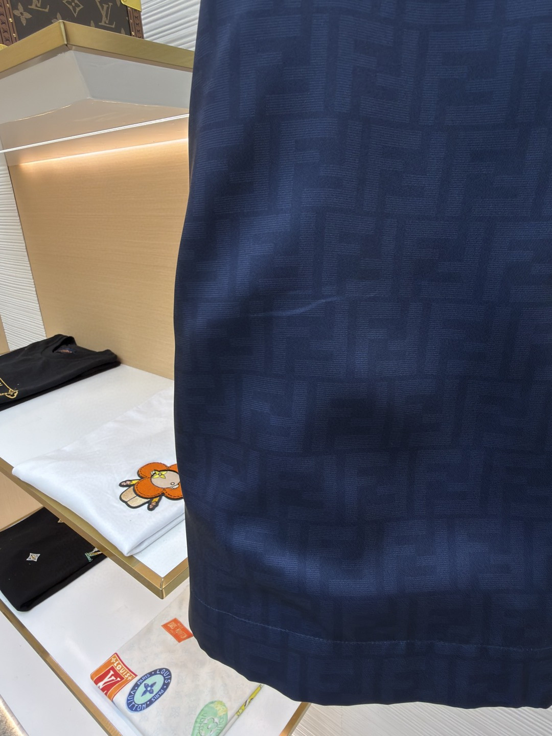 Fendi 芬迪 全幅FF短裤 休闲裤 五分裤 裤子 蓝色 B0 FB1014AKEEF0H5A