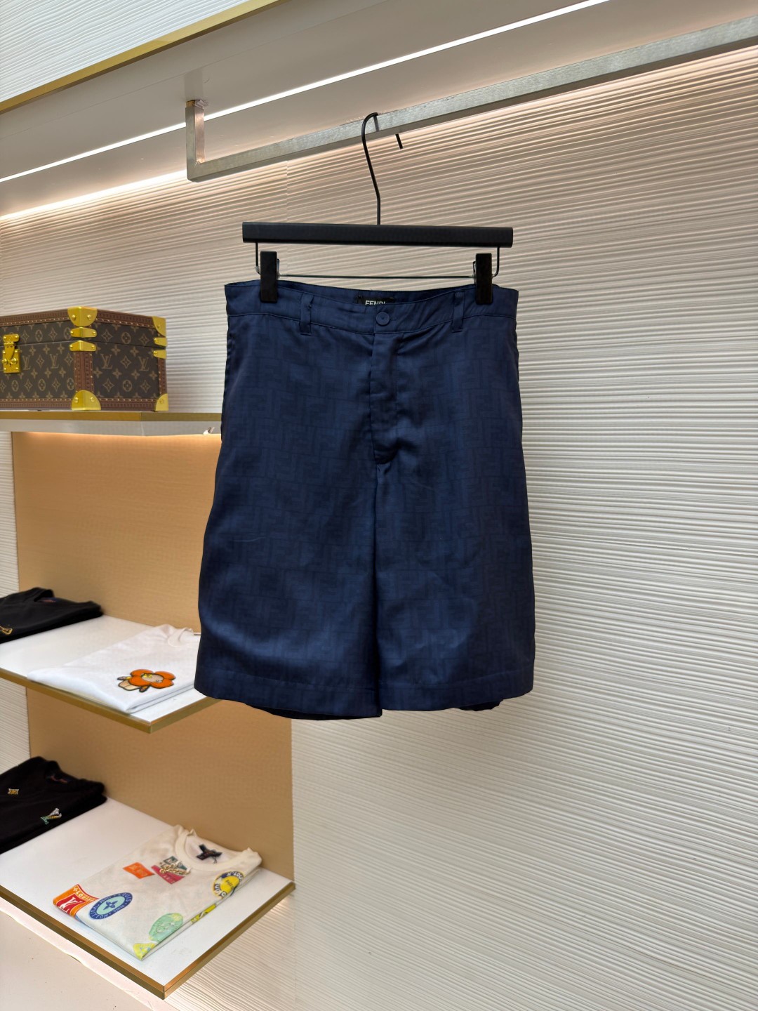 Fendi 芬迪 全幅FF短裤 休闲裤 五分裤 裤子 蓝色 B0 FB1014AKEEF0H5A