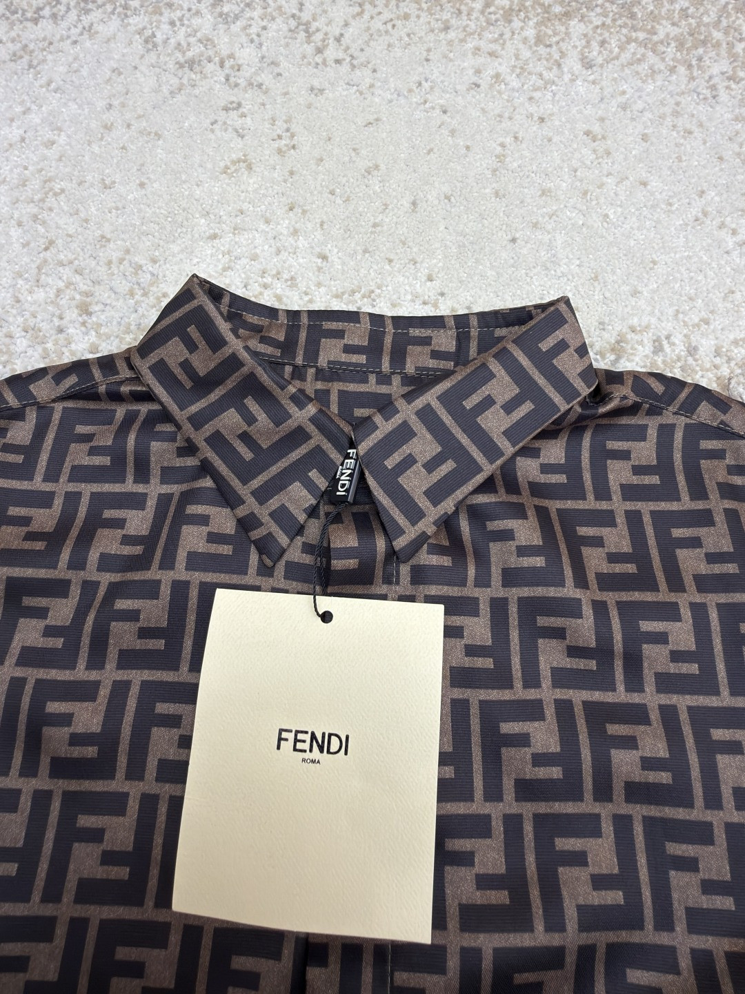 FENDI 芬迪 全幅FF衬衫 短袖 外套 夏季 棕色 B0 FS0795AKEEF1440