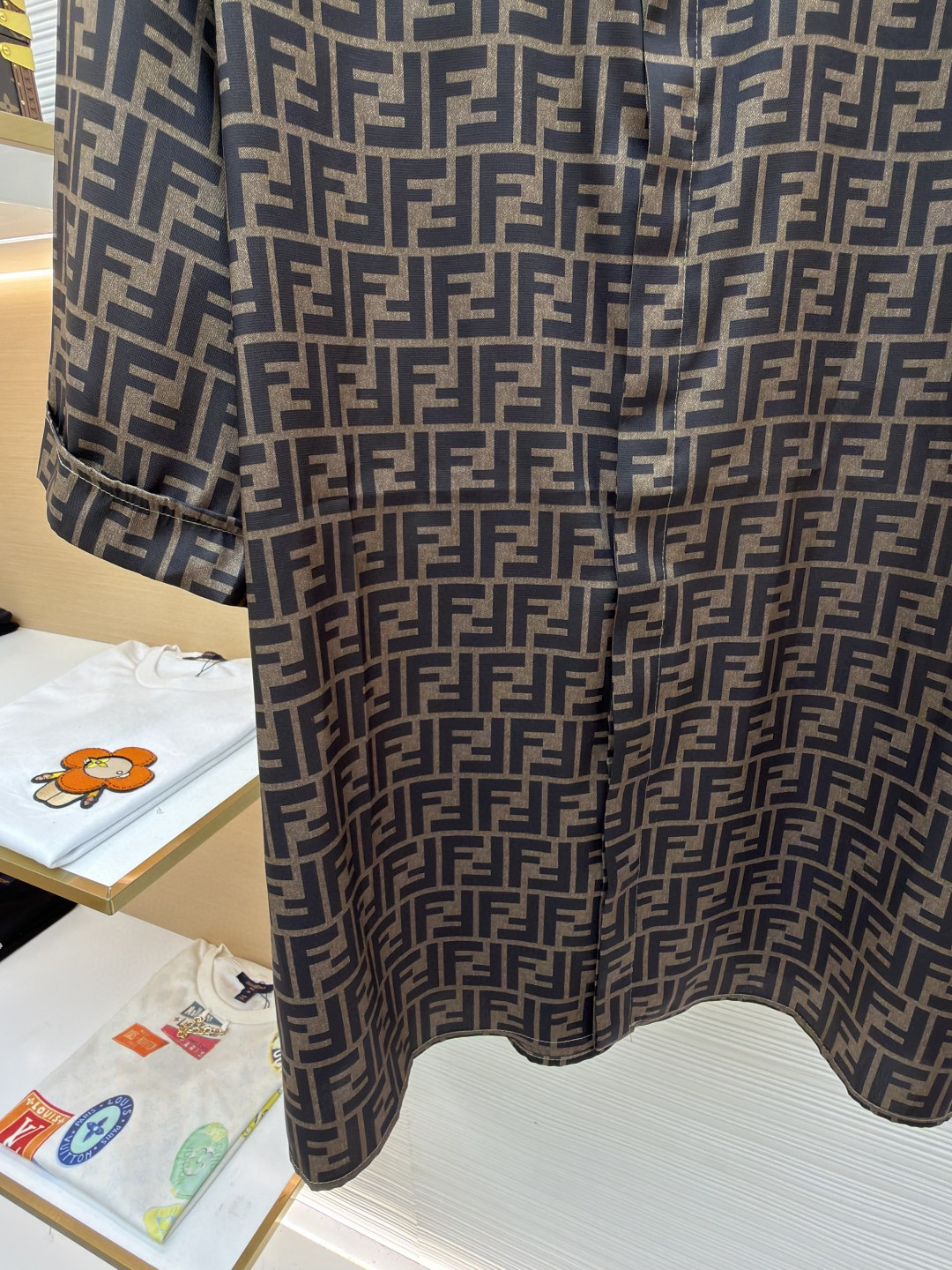 FENDI 芬迪 全幅FF衬衫 短袖 外套 夏季 棕色 B0 FS0795AKEEF1440