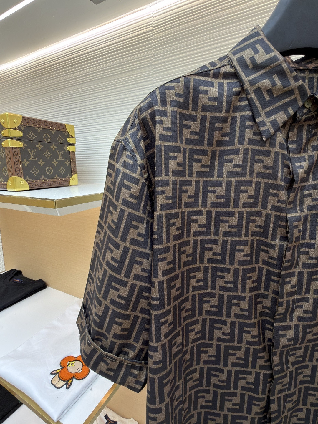 FENDI 芬迪 全幅FF衬衫 短袖 外套 夏季 棕色 B0 FS0795AKEEF1440