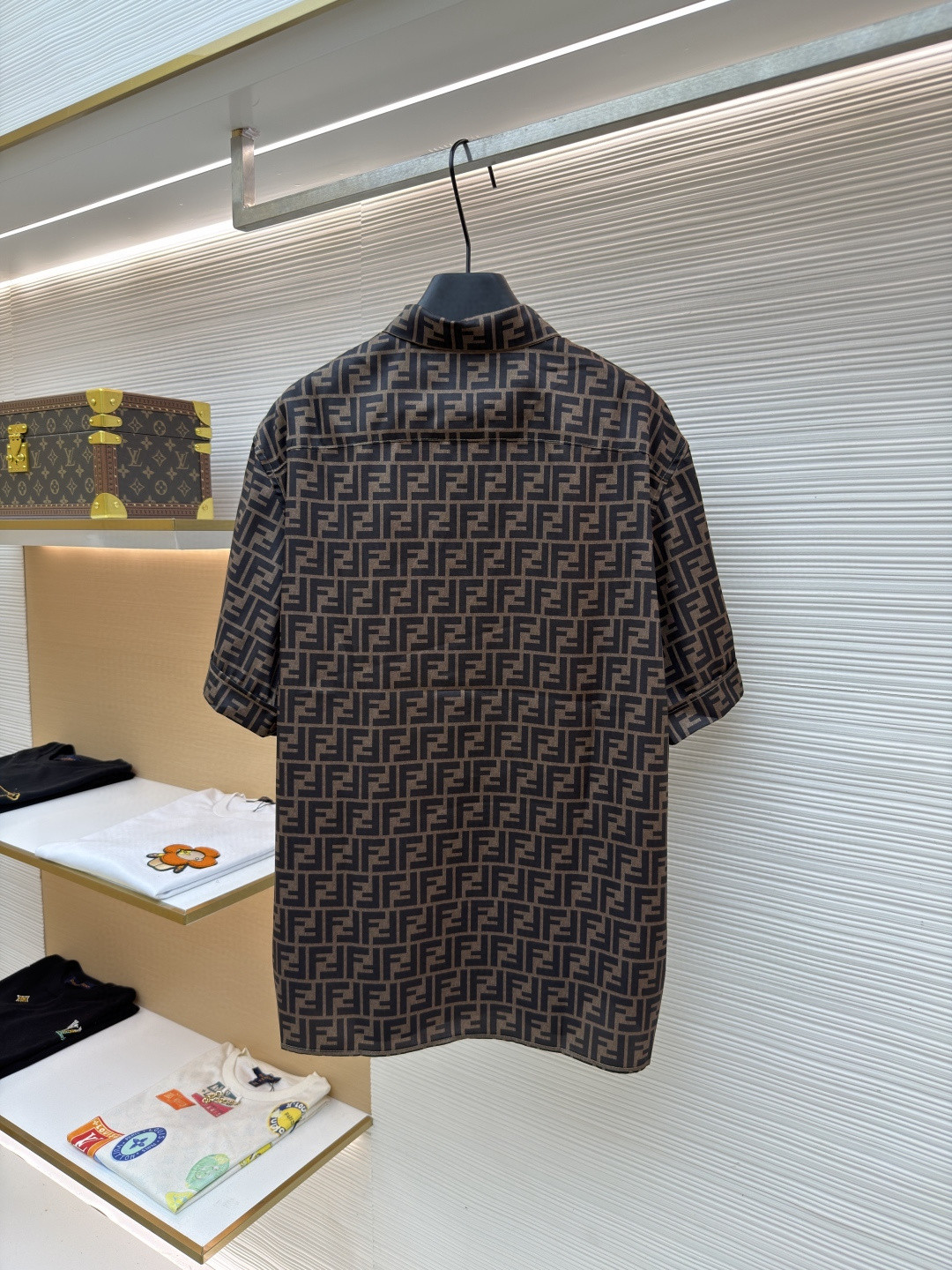 FENDI 芬迪 全幅FF衬衫 短袖 外套 夏季 棕色 B0 FS0795AKEEF1440