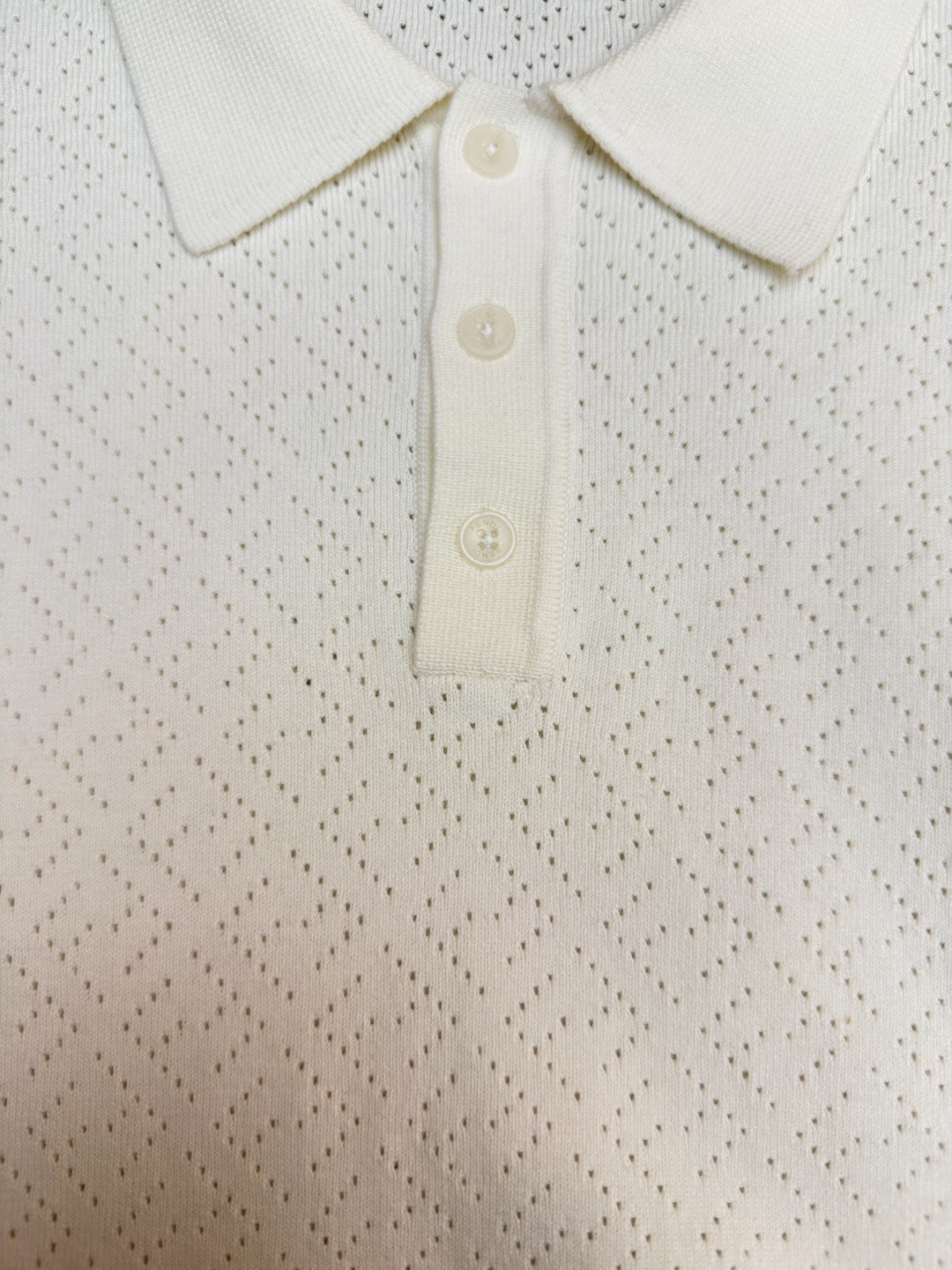 FENDI 芬迪 老钱风镂空针织Polo衫 针织衫 短袖 白色 藏蓝色 B0 FZC162B04UF0QA2