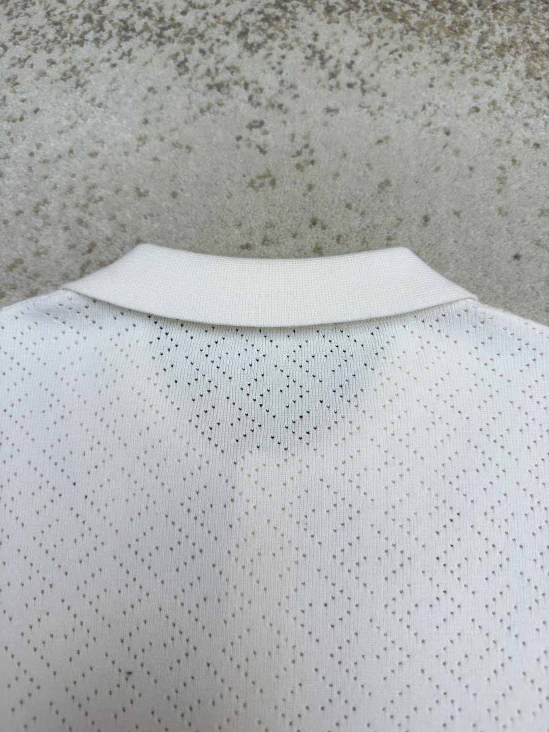 FENDI 芬迪 老钱风镂空针织Polo衫 针织衫 短袖 白色 藏蓝色 B0 FZC162B04UF0QA2