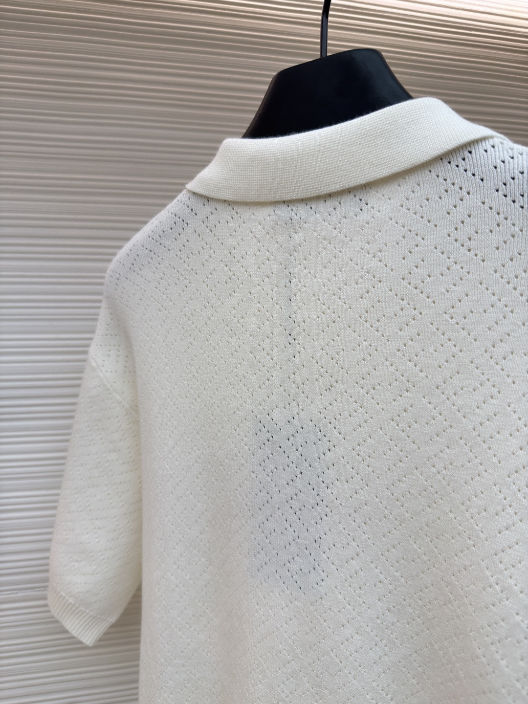 FENDI 芬迪 老钱风镂空针织Polo衫 针织衫 短袖 白色 藏蓝色 B0 FZC162B04UF0QA2
